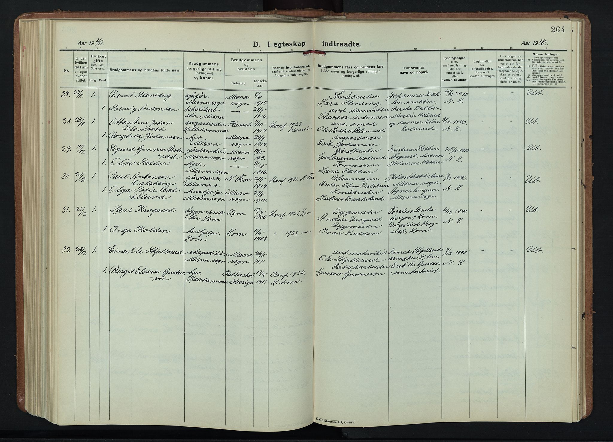 Fåberg prestekontor, AV/SAH-PREST-086/H/Ha/Hab/L0015: Parish register (copy) no. 15, 1924-1949, p. 264