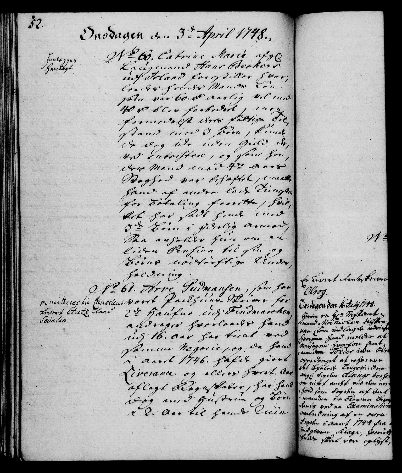 Rentekammeret, Kammerkanselliet, RA/EA-3111/G/Gh/Gha/L0029: Norsk ekstraktmemorialprotokoll (merket RK 53.74), 1748-1749, p. 52