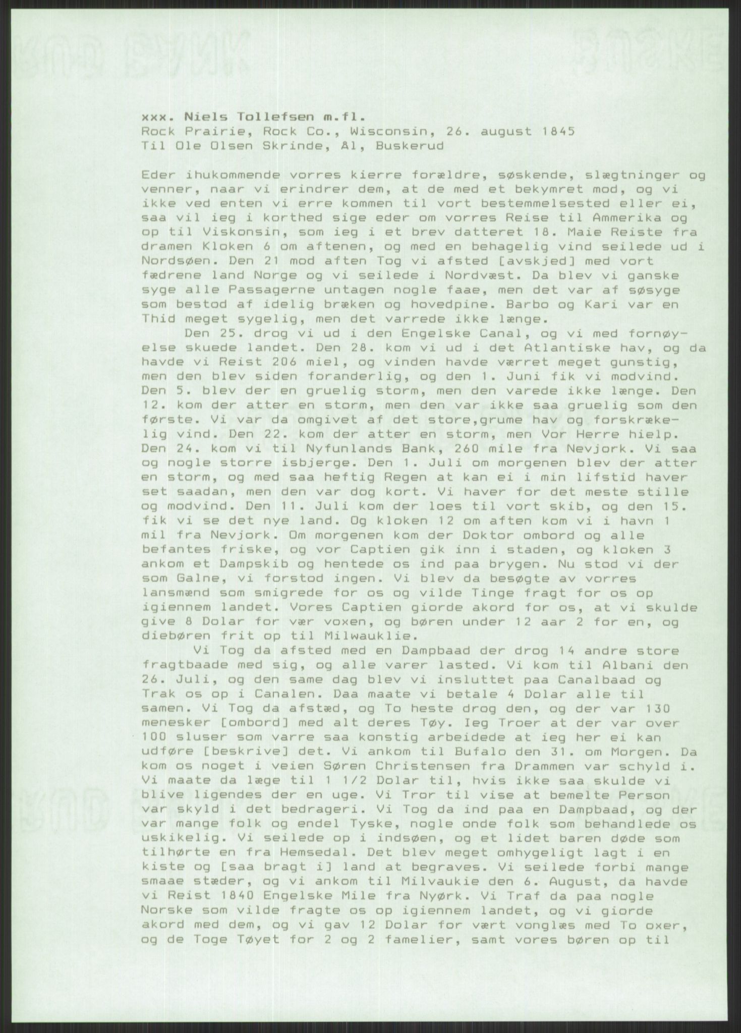 Samlinger til kildeutgivelse, Amerikabrevene, RA/EA-4057/F/L0021: Innlån fra Buskerud: Michalsen - Ål bygdearkiv, 1838-1914, p. 601