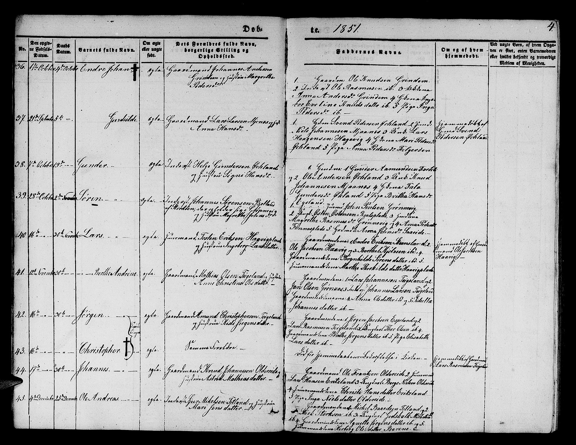 Finnås sokneprestembete, SAB/A-99925/H/Ha/Hab/Haba/L0001: Parish register (copy) no. A 1, 1851-1873, p. 4
