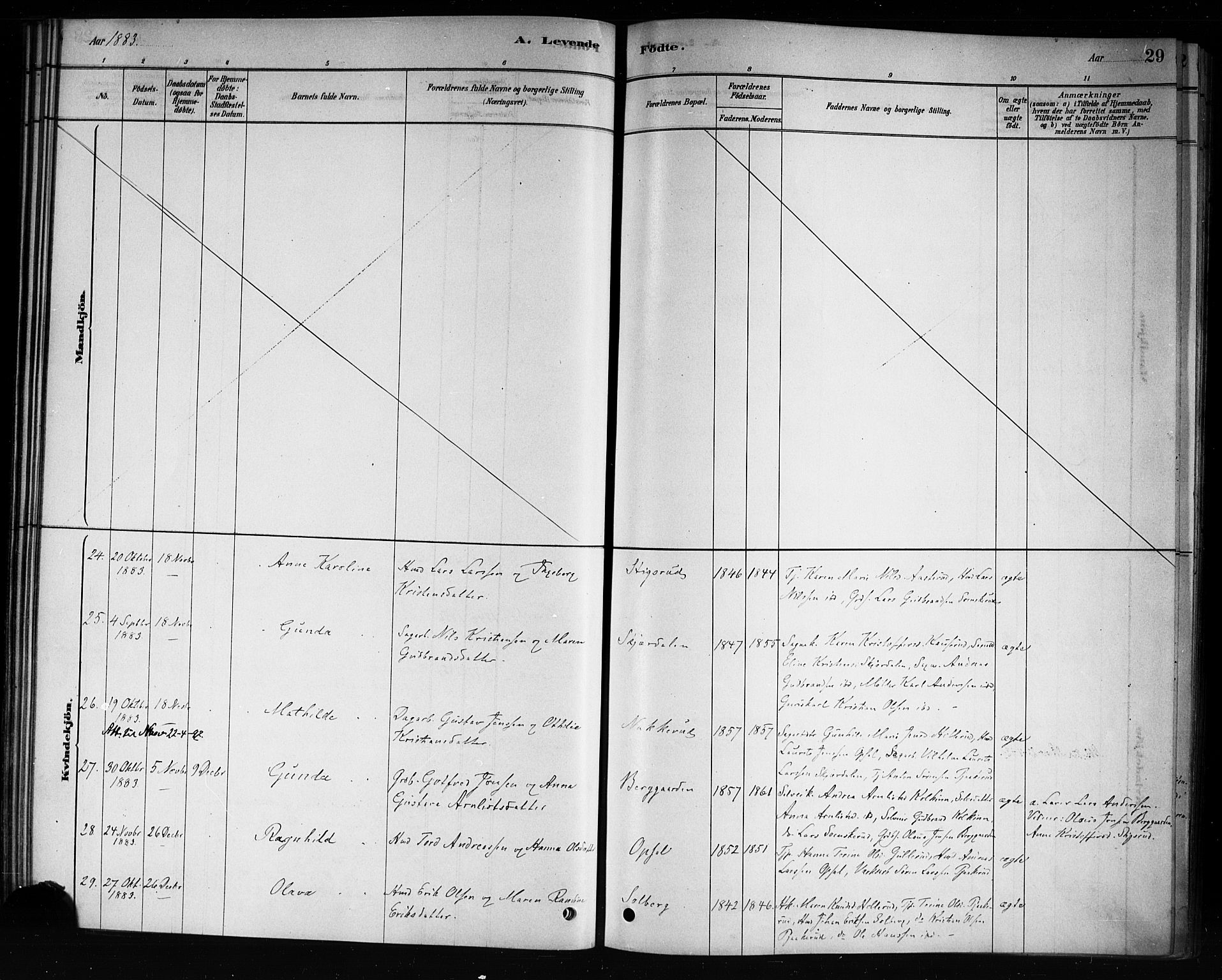 Hole kirkebøker, AV/SAKO-A-228/F/Fb/L0001: Parish register (official) no. II 1, 1878-1891, p. 29