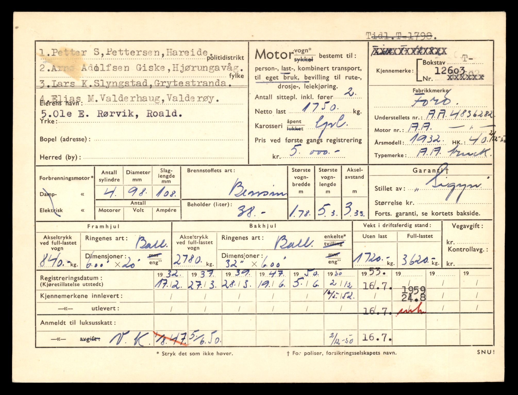 Møre og Romsdal vegkontor - Ålesund trafikkstasjon, AV/SAT-A-4099/F/Fe/L0034: Registreringskort for kjøretøy T 12500 - T 12652, 1927-1998, p. 1954