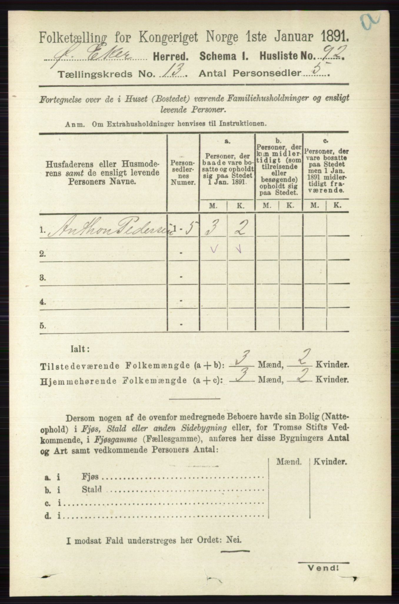 RA, 1891 census for 0624 Øvre Eiker, 1891, p. 5873