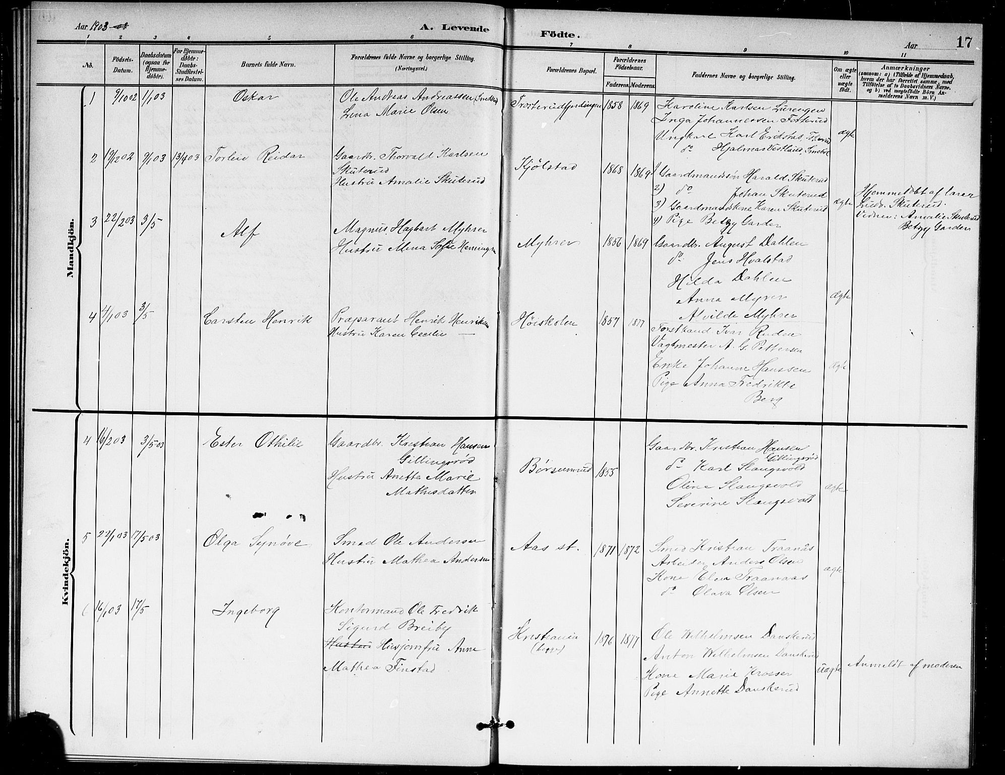 Ås prestekontor Kirkebøker, AV/SAO-A-10894/G/Ga/L0004: Parish register (copy) no. I 4, 1901-1915, p. 17