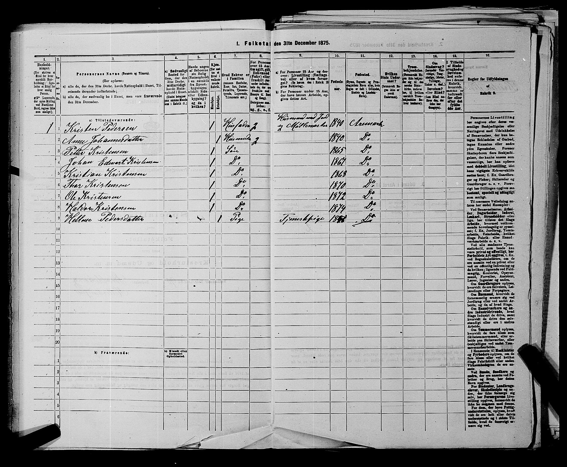 RA, 1875 census for 0118P Aremark, 1875, p. 685