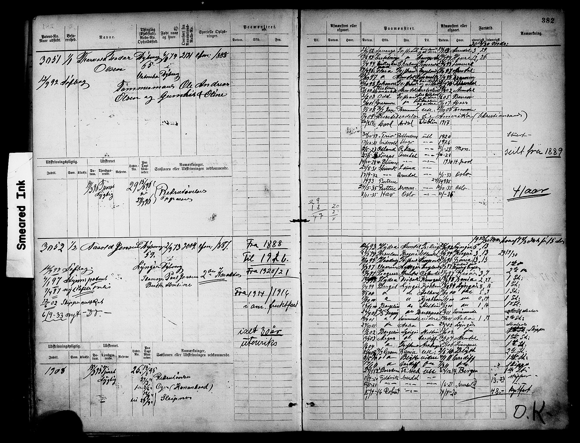 Tvedestrand mønstringskrets, AV/SAK-2031-0011/F/Fb/L0018: Hovedrulle nr 2289-3056, U-34, 1882-1892, p. 395