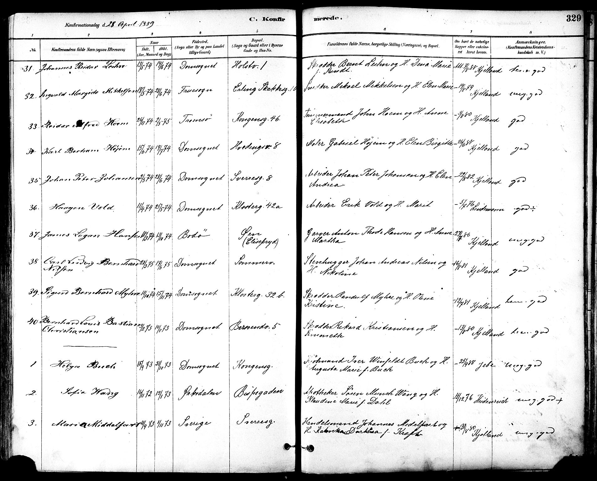 Ministerialprotokoller, klokkerbøker og fødselsregistre - Sør-Trøndelag, SAT/A-1456/601/L0057: Parish register (official) no. 601A25, 1877-1891, p. 329