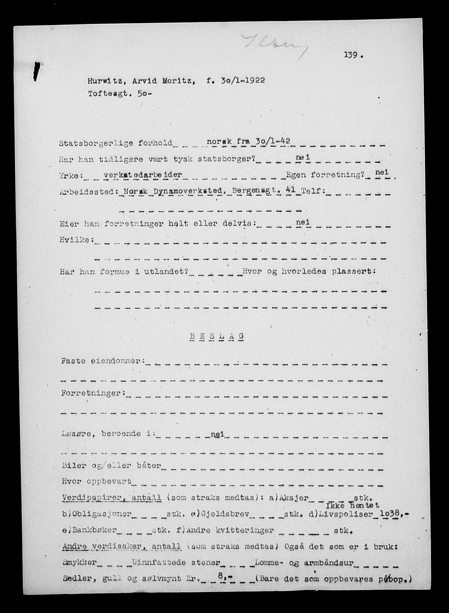 Justisdepartementet, Tilbakeføringskontoret for inndratte formuer, AV/RA-S-1564/H/Hc/Hcc/L0944: --, 1945-1947, p. 350