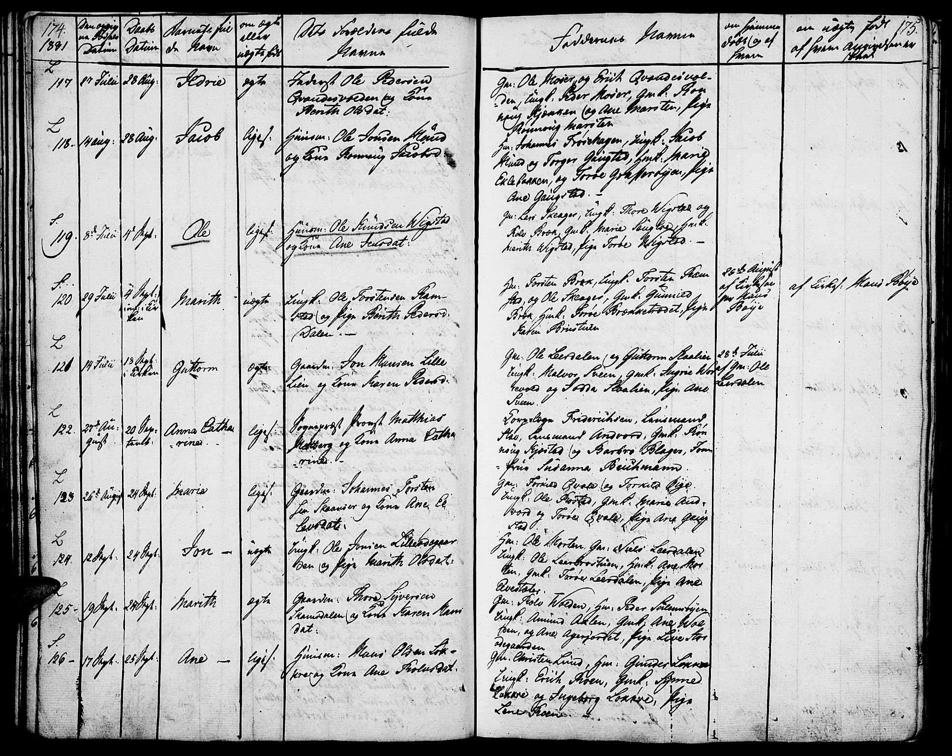 Lom prestekontor, AV/SAH-PREST-070/K/L0005: Parish register (official) no. 5, 1825-1837, p. 174-175