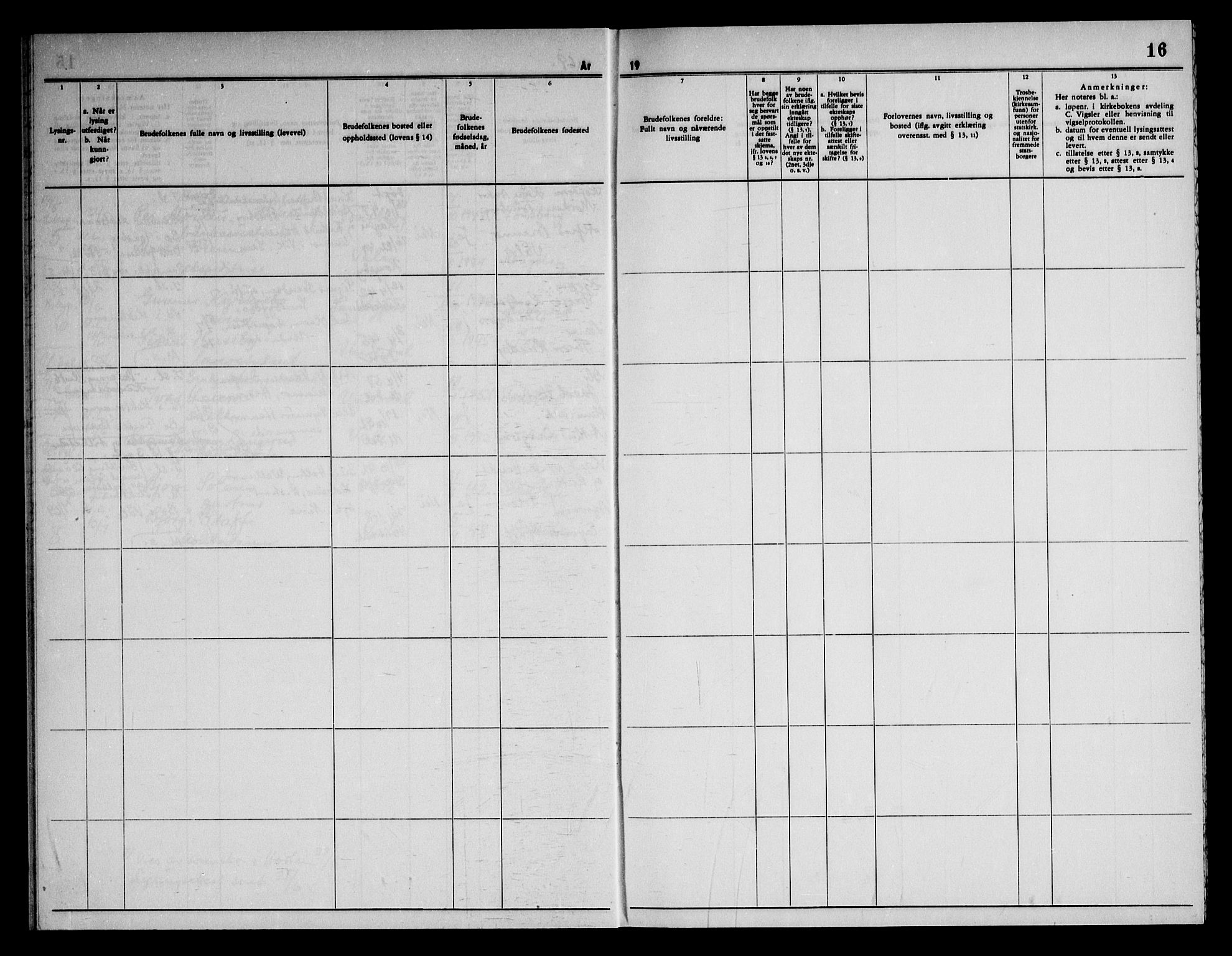 Våle kirkebøker, AV/SAKO-A-334/H/Ha/L0003: Banns register no. 3, 1963-1969, p. 16