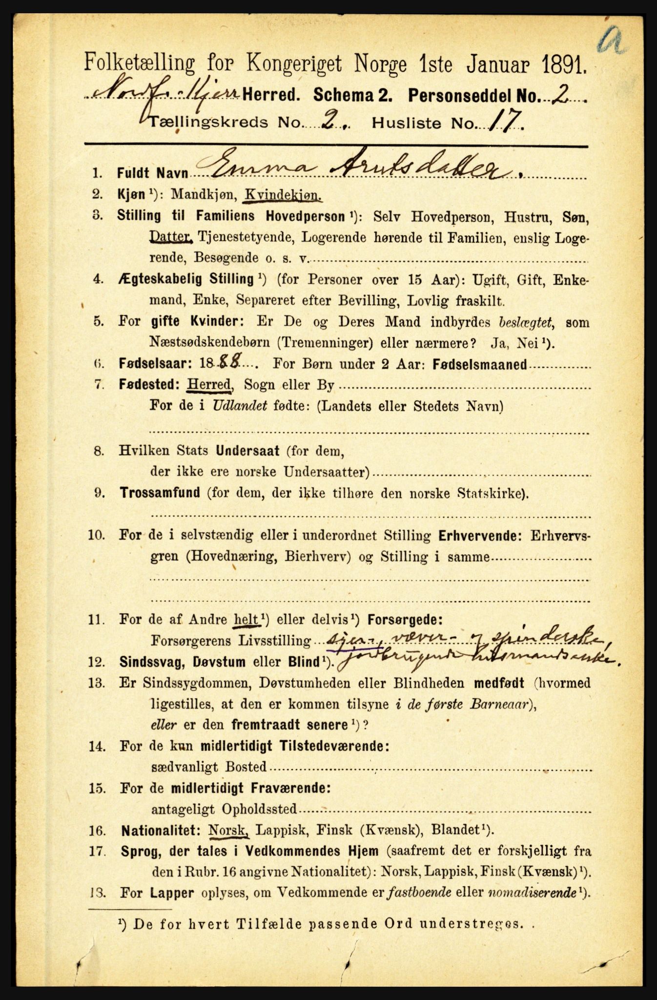 RA, 1891 census for 1846 Nordfold-Kjerringøy, 1891, p. 542