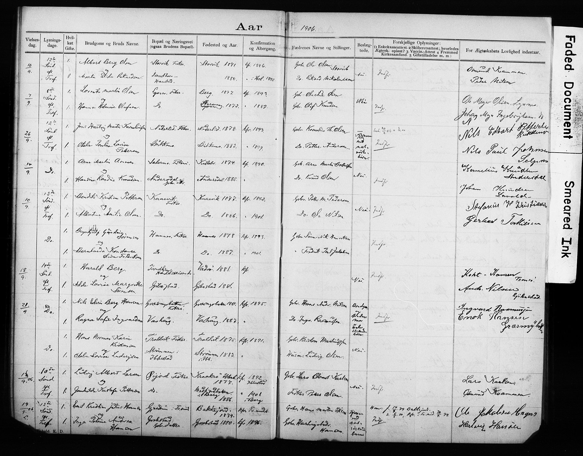 Lenvik sokneprestembete, AV/SATØ-S-1310/I/Ie/L0096: Banns register no. 96, 1902-1919