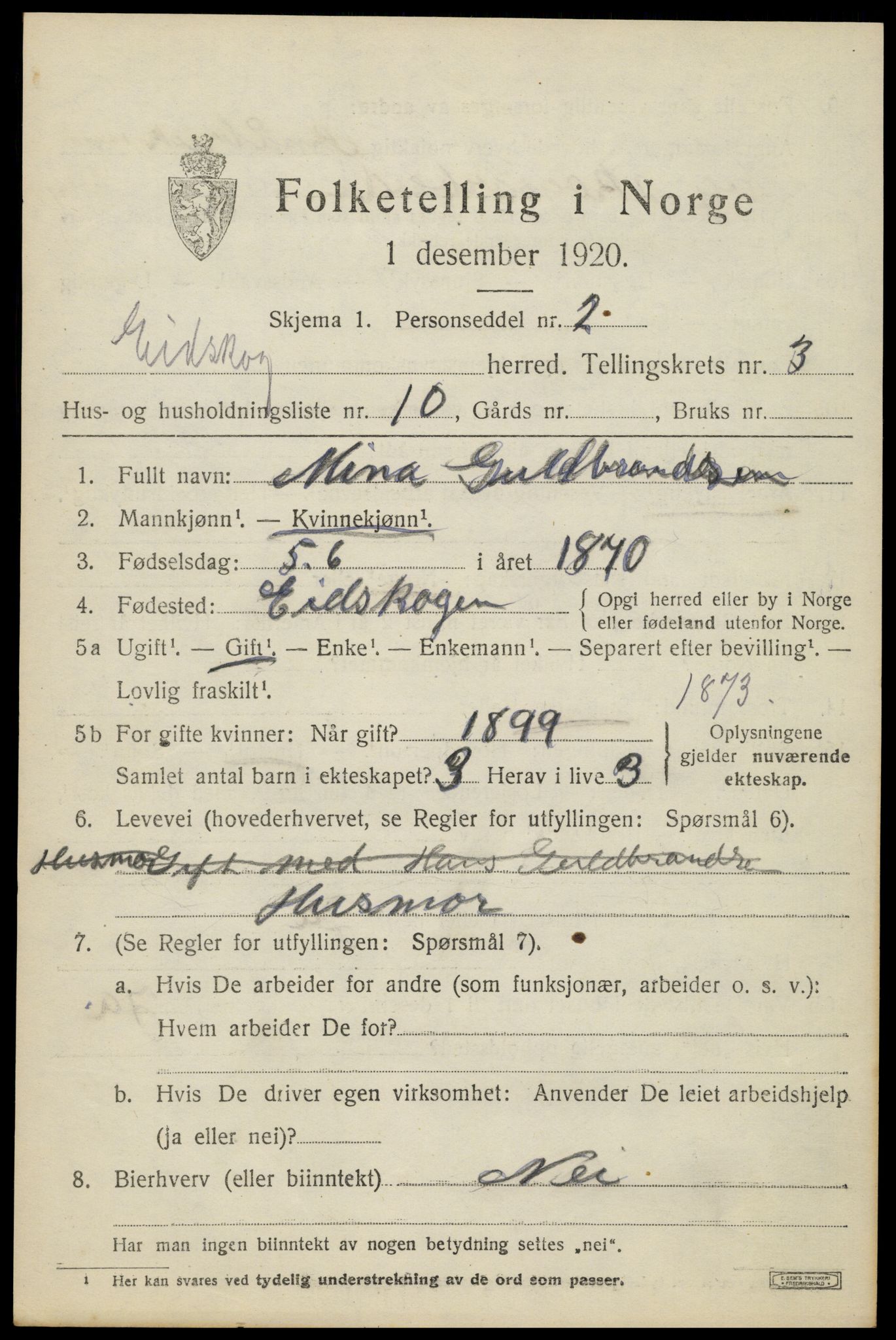 SAH, 1920 census for Eidskog, 1920, p. 4113