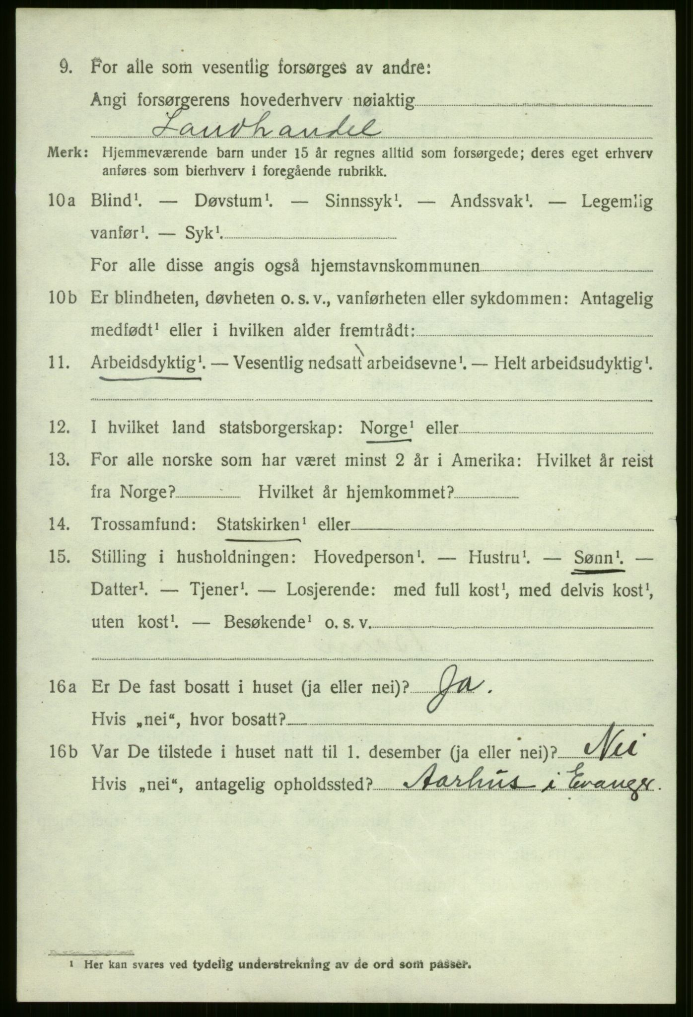 SAB, 1920 census for Evanger, 1920, p. 3028