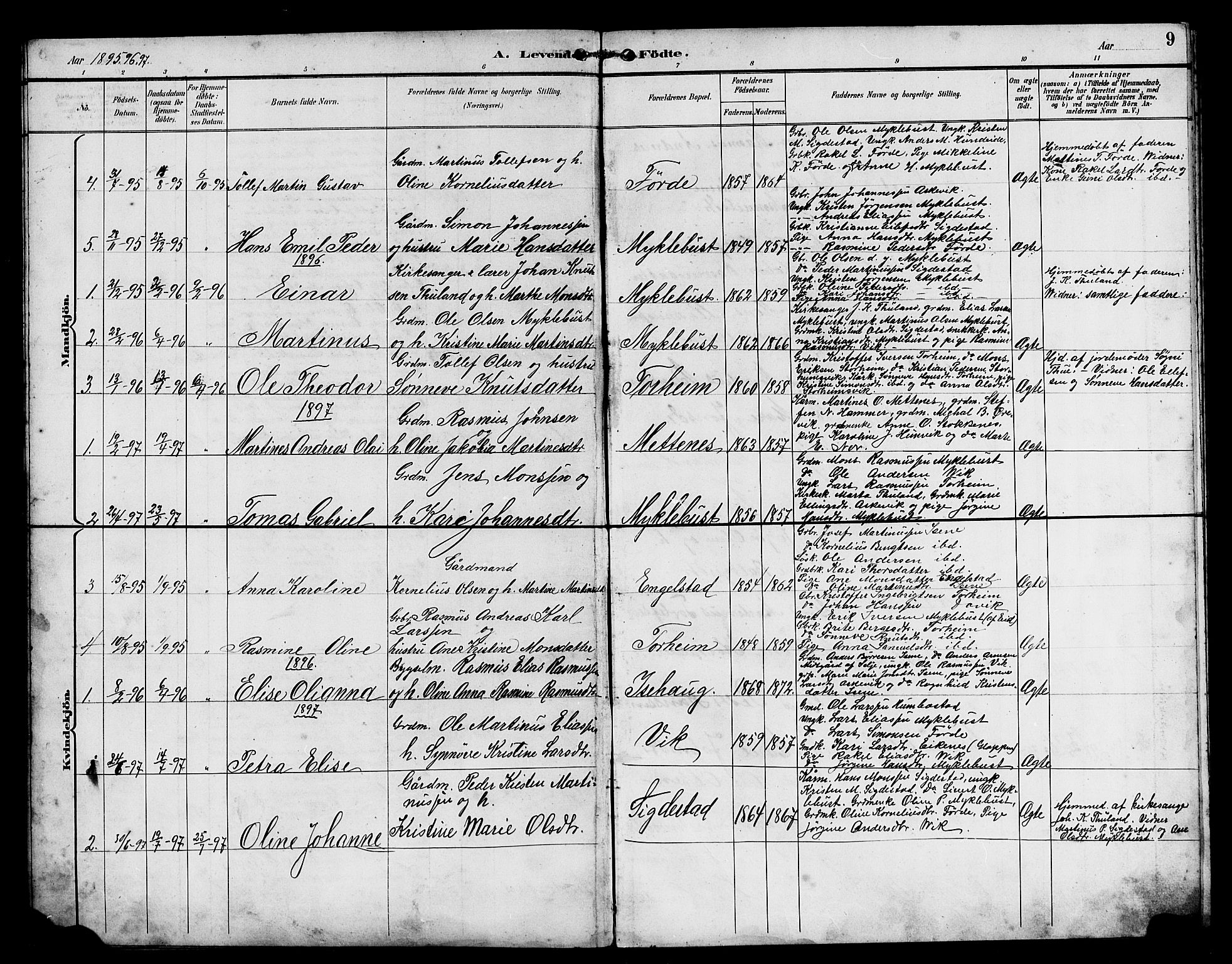 Davik sokneprestembete, SAB/A-79701/H/Hab/Habd/L0002: Parish register (copy) no. D 2, 1890-1919, p. 9
