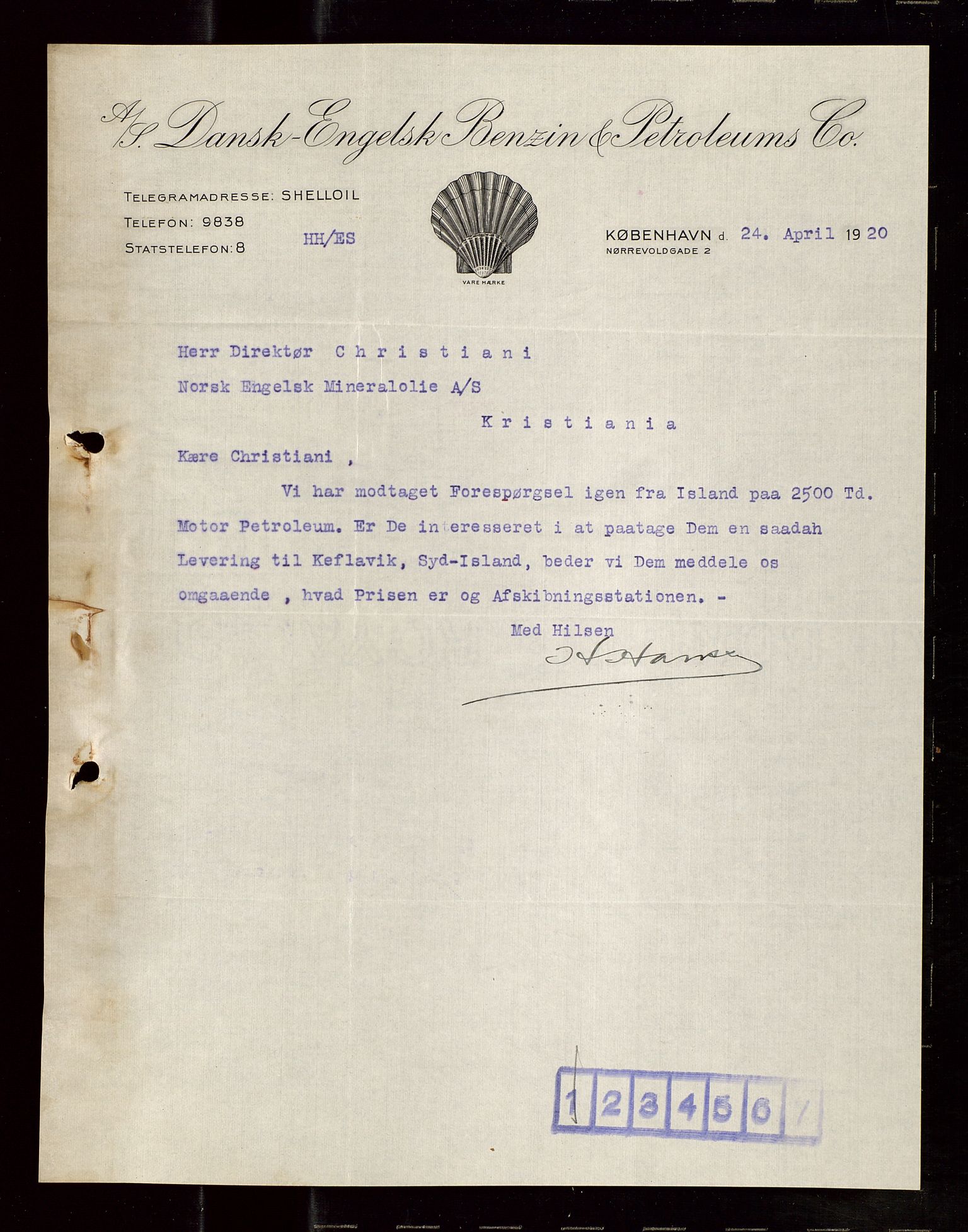 Pa 1521 - A/S Norske Shell, AV/SAST-A-101915/E/Ea/Eaa/L0009: Sjefskorrespondanse, 1920, p. 264