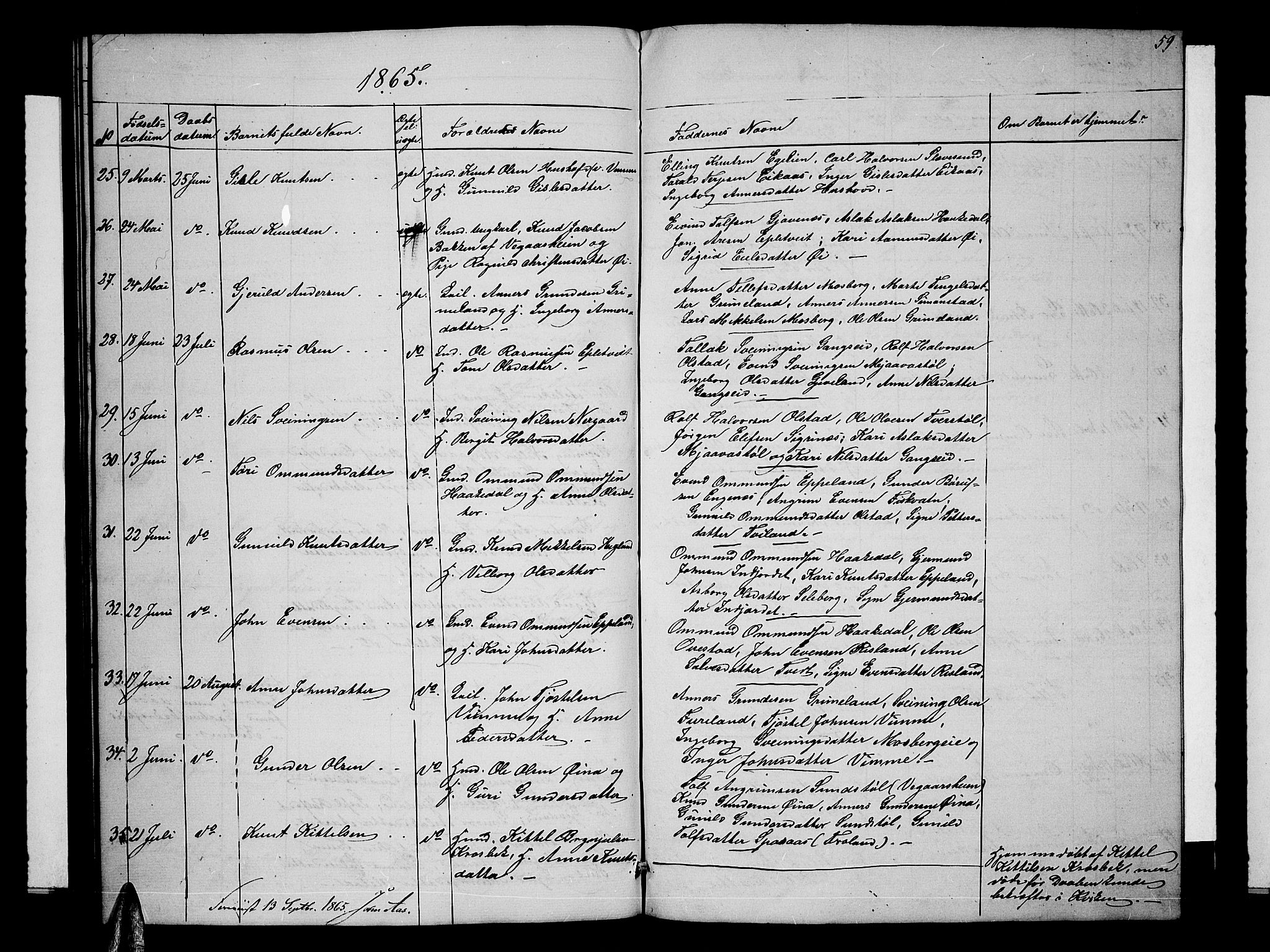 Åmli sokneprestkontor, AV/SAK-1111-0050/F/Fb/Fbc/L0002: Parish register (copy) no. B 2, 1850-1867, p. 59