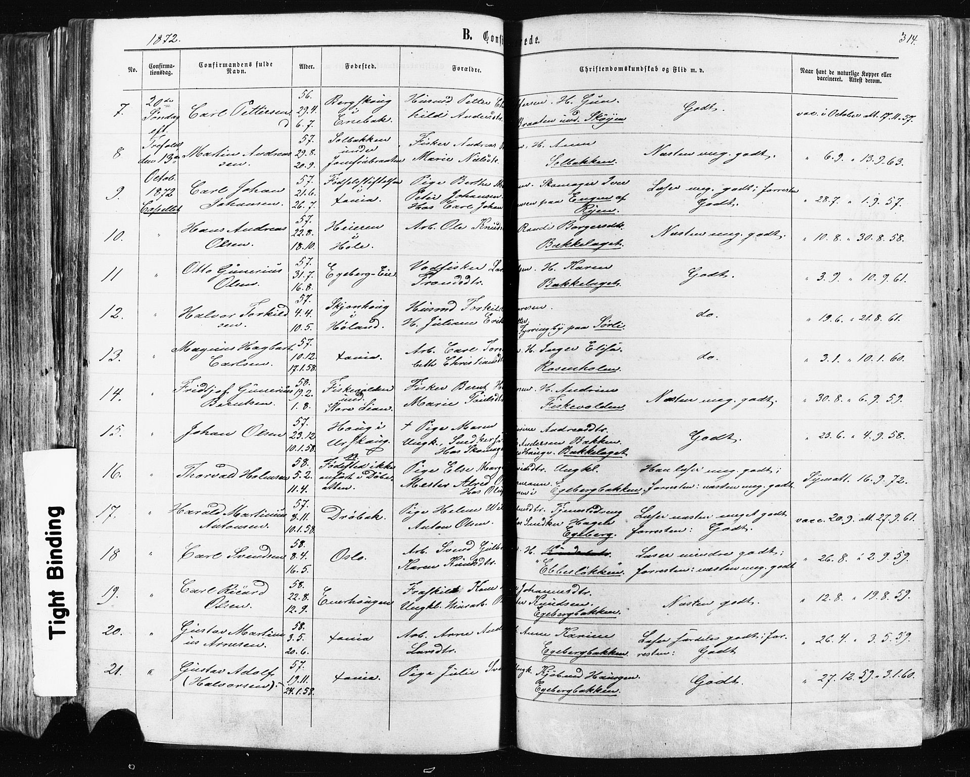 Østre Aker prestekontor Kirkebøker, SAO/A-10840/F/Fa/L0003: Parish register (official) no. I 3, 1869-1875, p. 314
