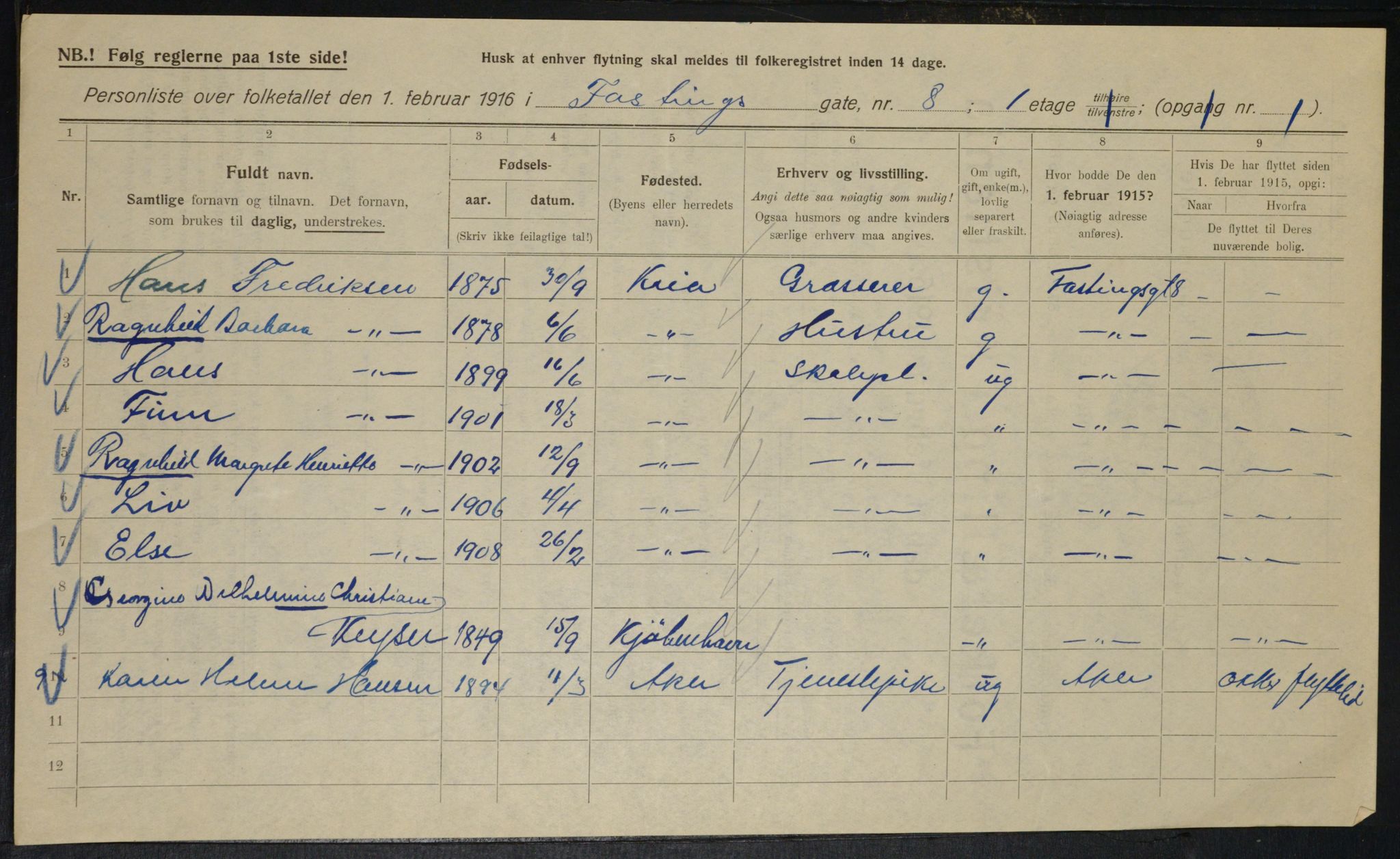 OBA, Municipal Census 1916 for Kristiania, 1916, p. 24048