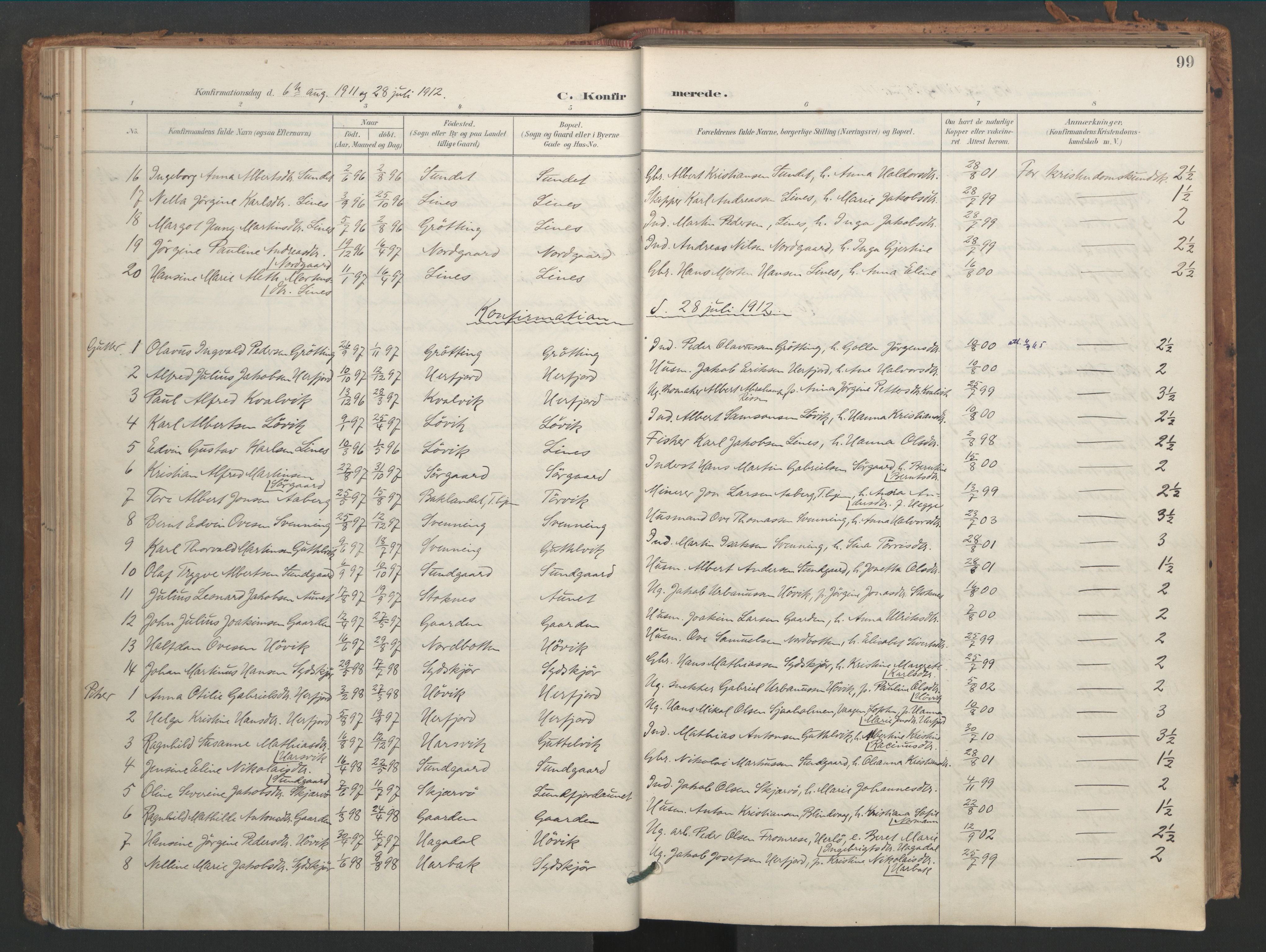 Ministerialprotokoller, klokkerbøker og fødselsregistre - Sør-Trøndelag, SAT/A-1456/656/L0693: Parish register (official) no. 656A02, 1894-1913, p. 99