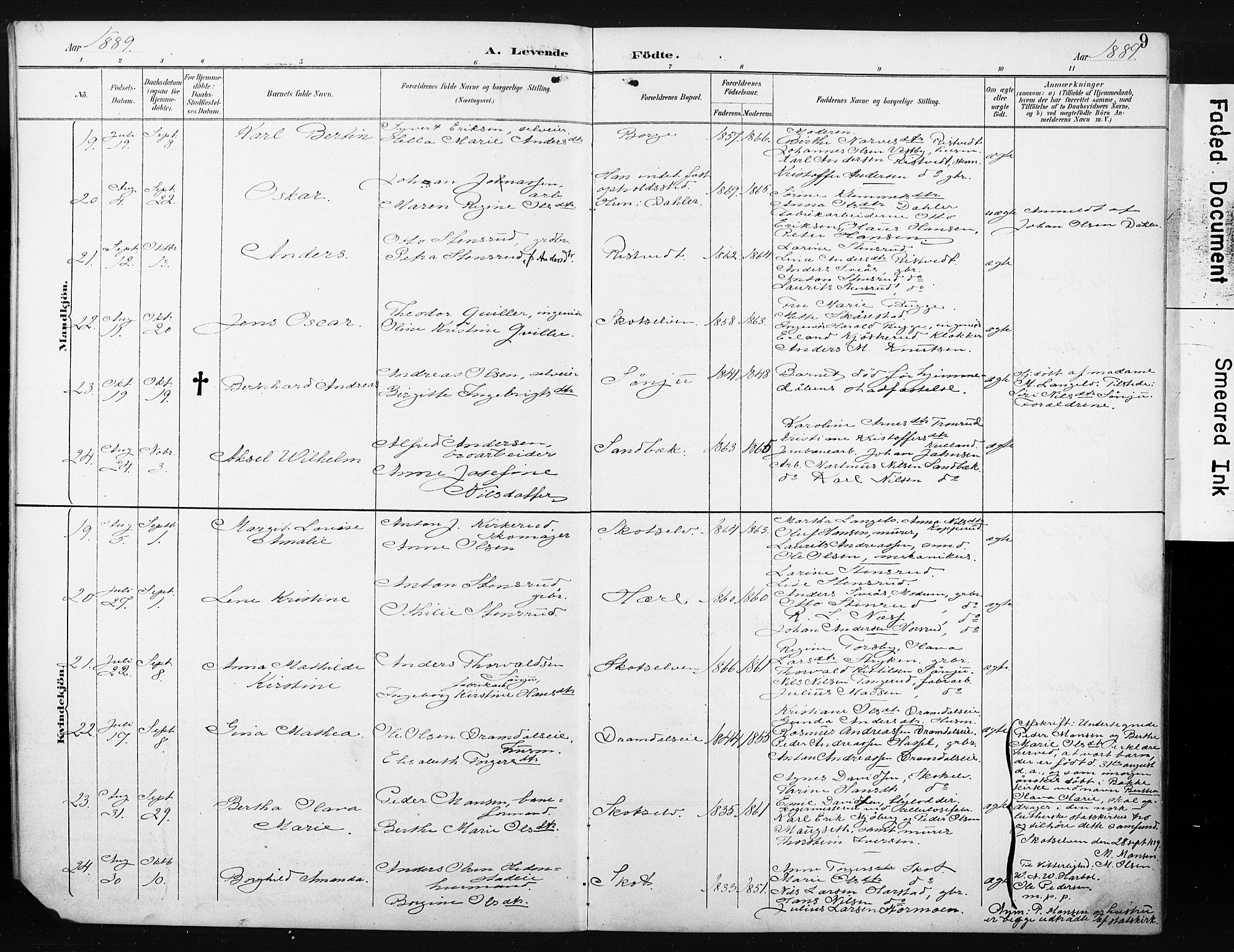 Eiker kirkebøker, AV/SAKO-A-4/F/Fc/L0002: Parish register (official) no. III 2, 1889-1897, p. 9