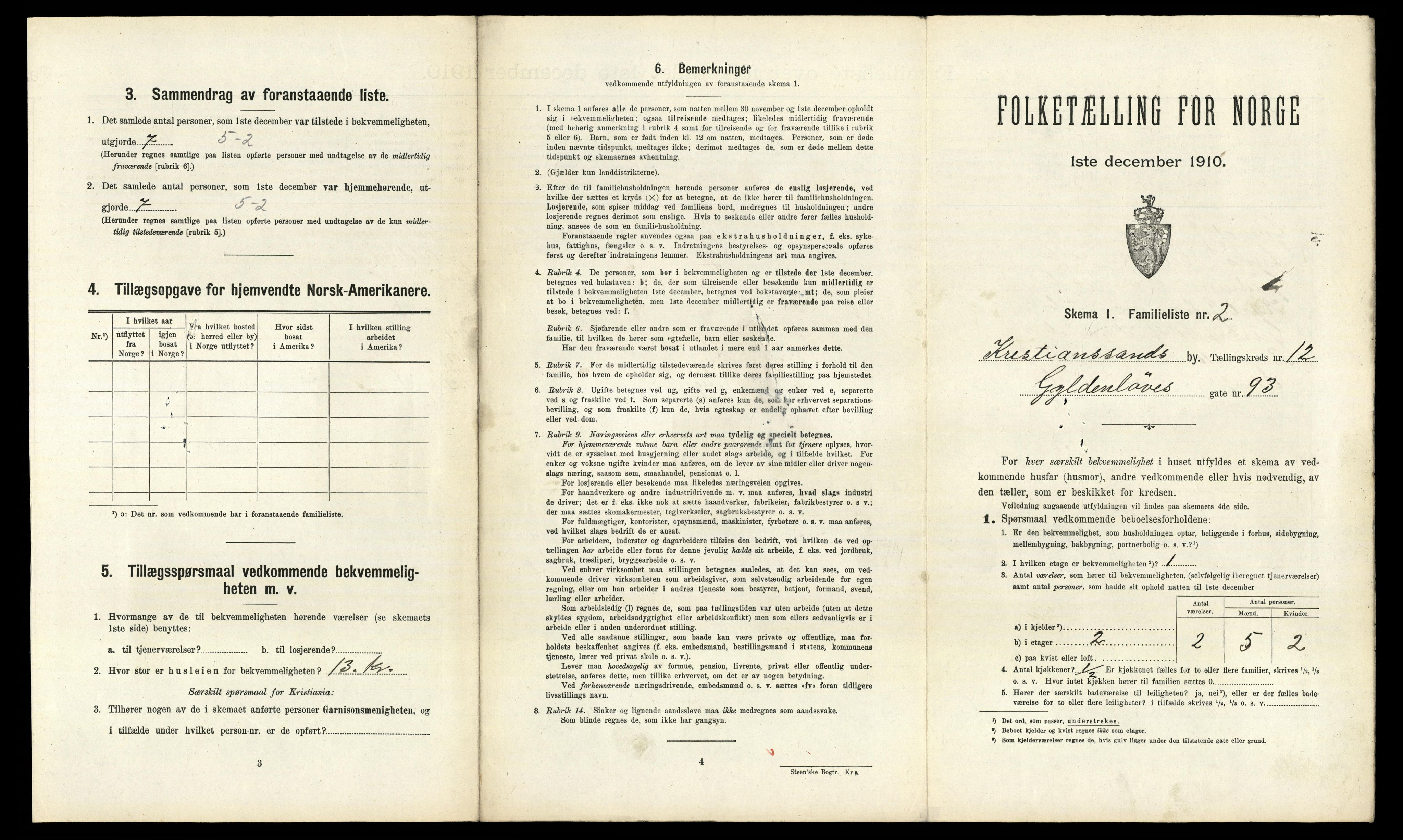 RA, 1910 census for Kristiansand, 1910, p. 3084