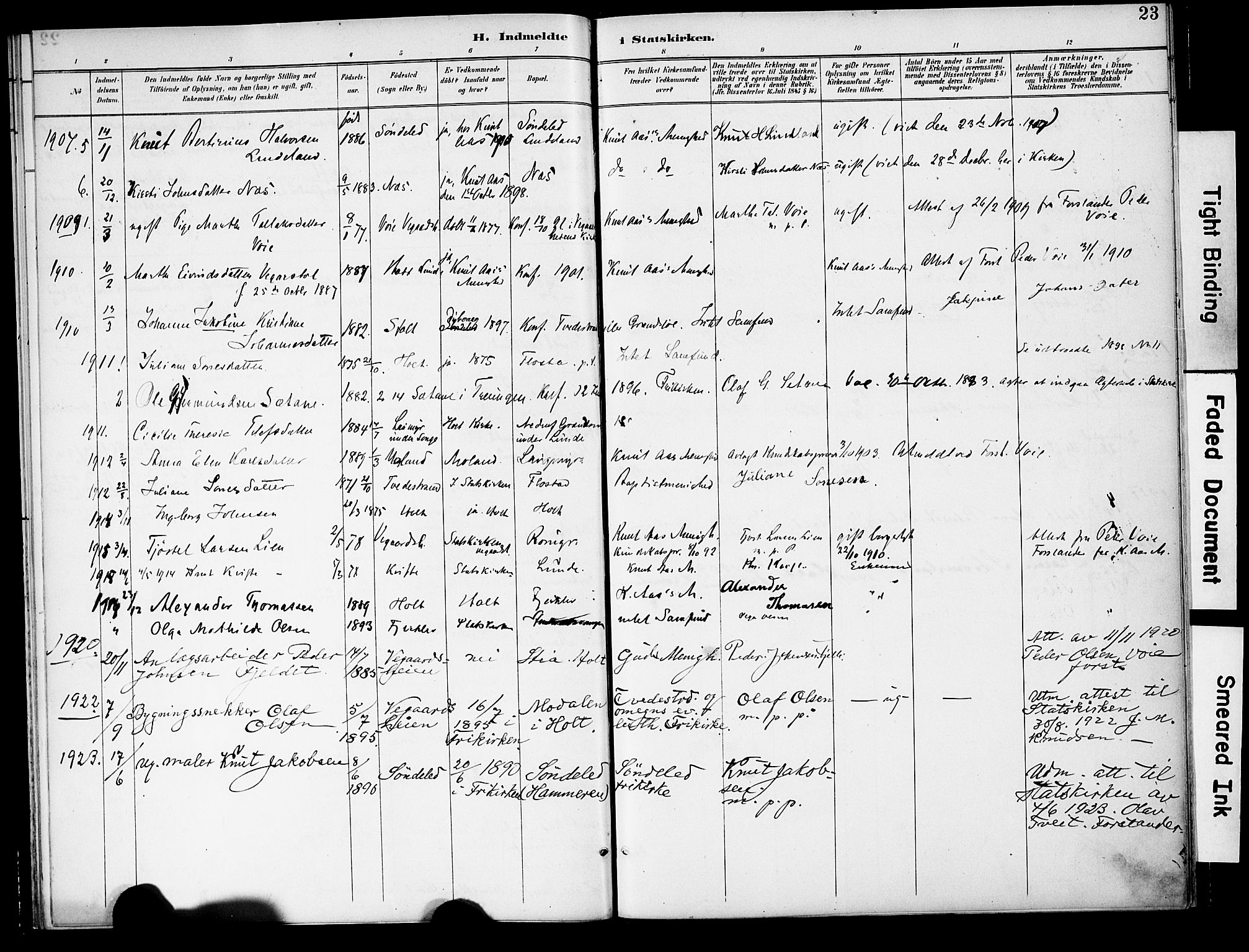 Holt sokneprestkontor, SAK/1111-0021/F/Fa/L0011: Parish register (official) no. A 11, 1880-1931, p. 23