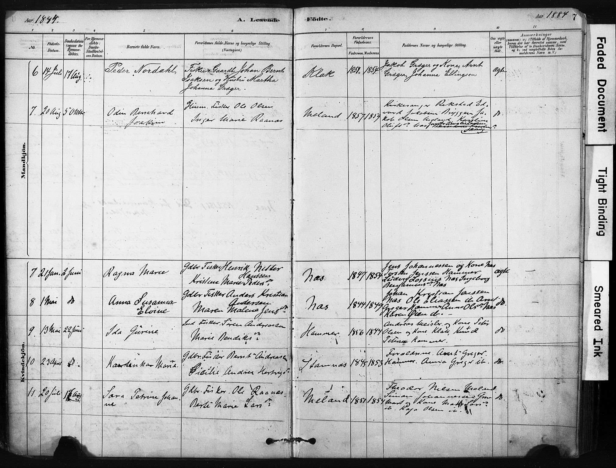 Ministerialprotokoller, klokkerbøker og fødselsregistre - Nordland, SAT/A-1459/808/L0128: Parish register (official) no. 808A01, 1880-1902, p. 7