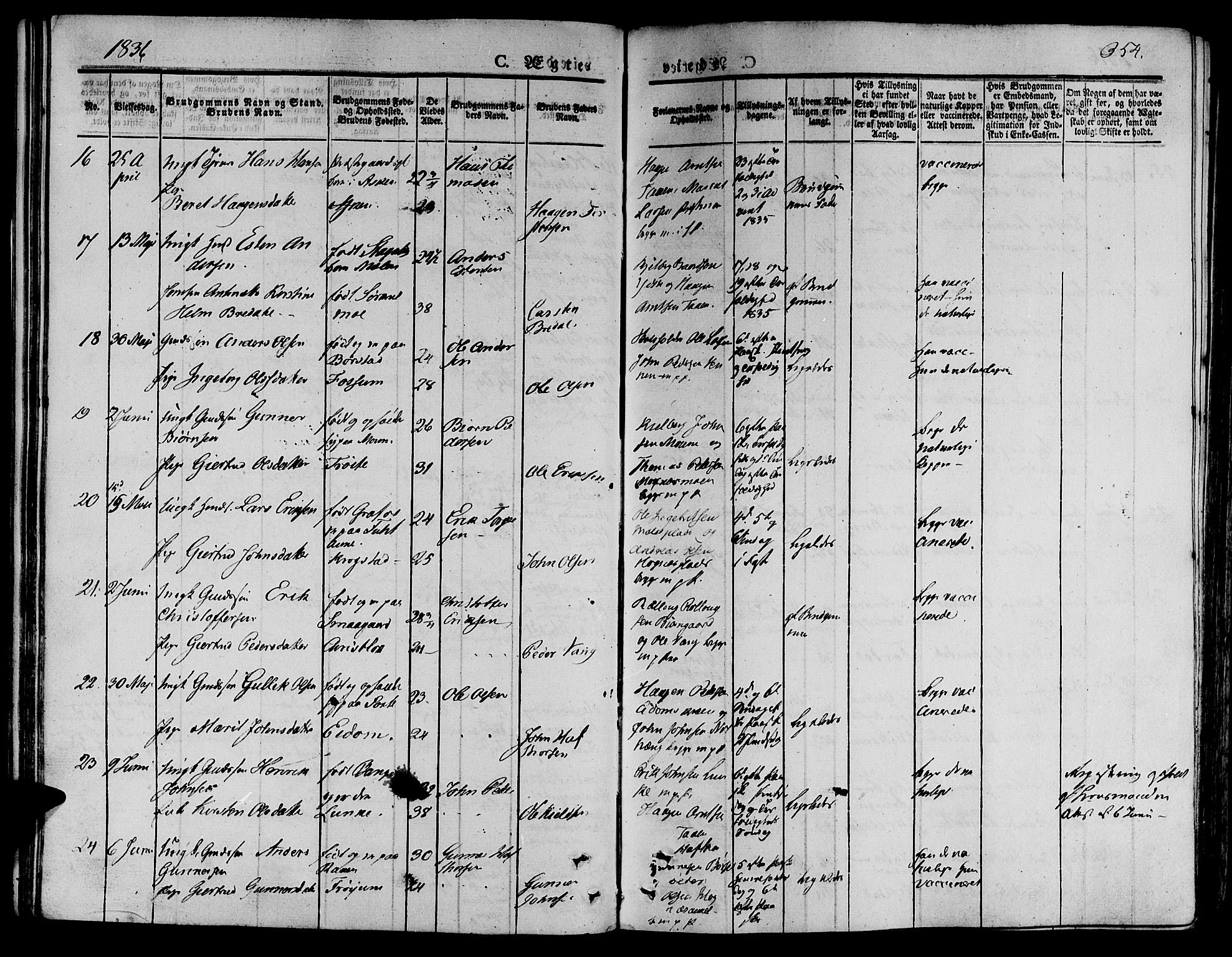 Ministerialprotokoller, klokkerbøker og fødselsregistre - Nord-Trøndelag, AV/SAT-A-1458/709/L0072: Parish register (official) no. 709A12, 1833-1844, p. 354