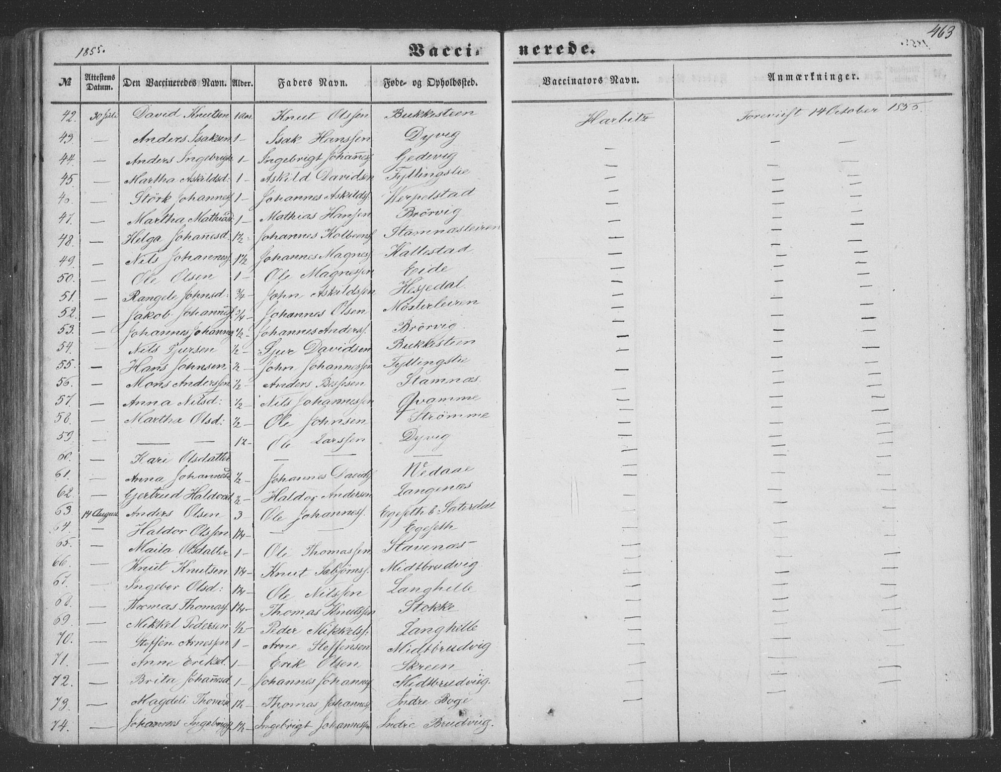 Haus sokneprestembete, AV/SAB-A-75601/H/Haa: Parish register (official) no. A 16 II, 1848-1857, p. 463