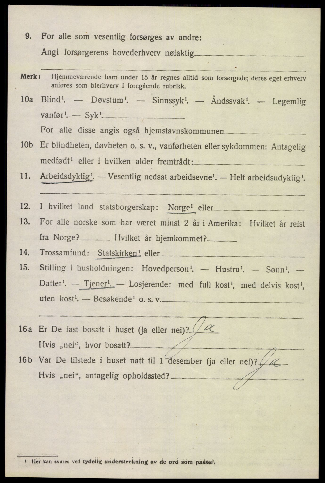 SAK, 1920 census for Oddernes, 1920, p. 13094