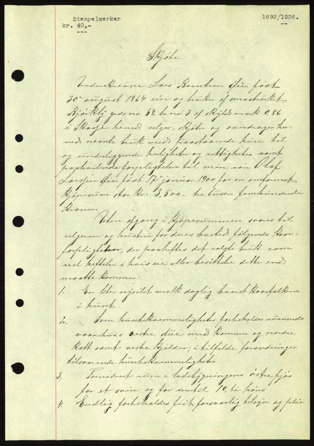 Nordre Sunnmøre sorenskriveri, AV/SAT-A-0006/1/2/2C/2Ca: Mortgage book no. A2, 1936-1937, Diary no: : 1692/1936