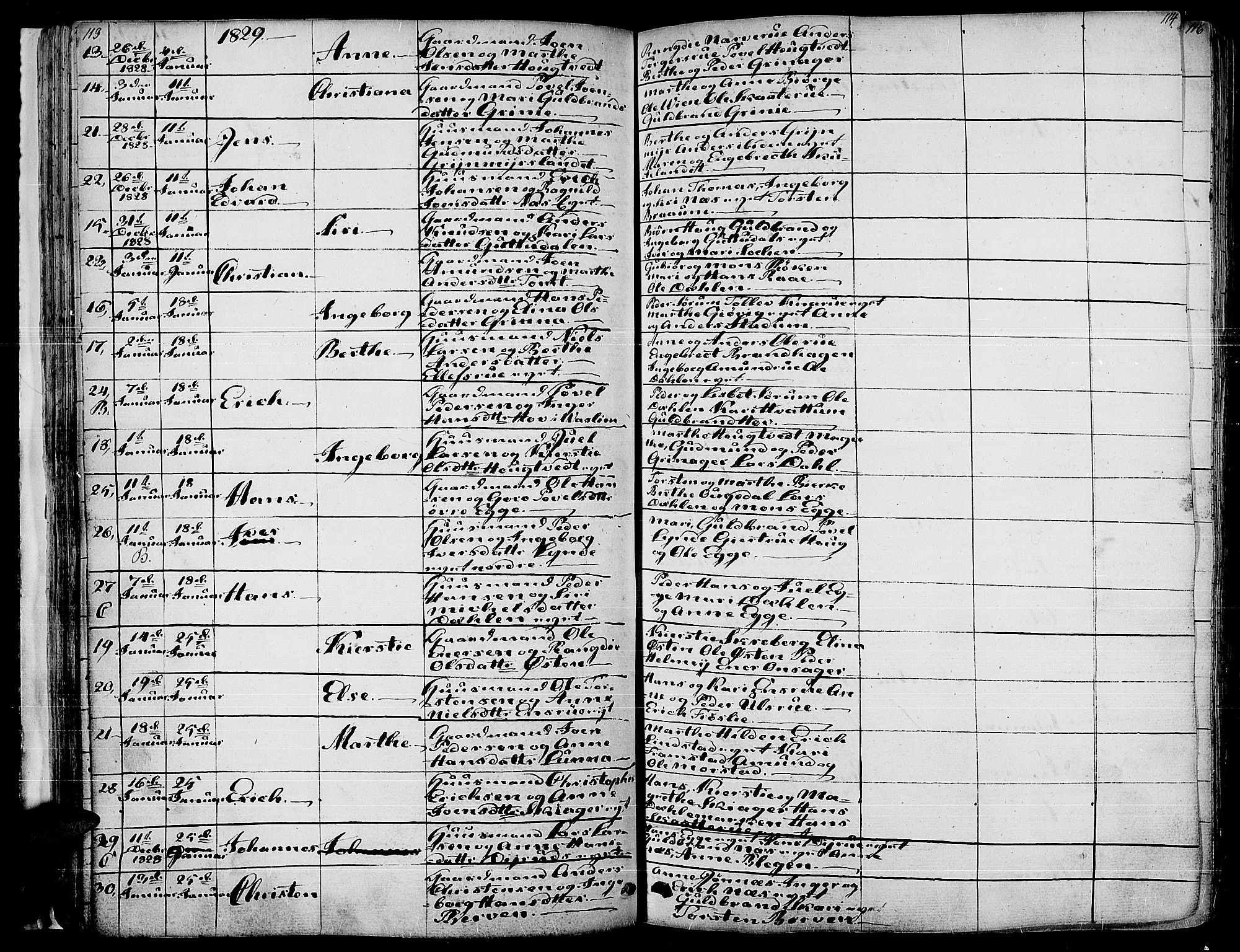 Gran prestekontor, AV/SAH-PREST-112/H/Ha/Haa/L0010: Parish register (official) no. 10, 1824-1842, p. 113-114