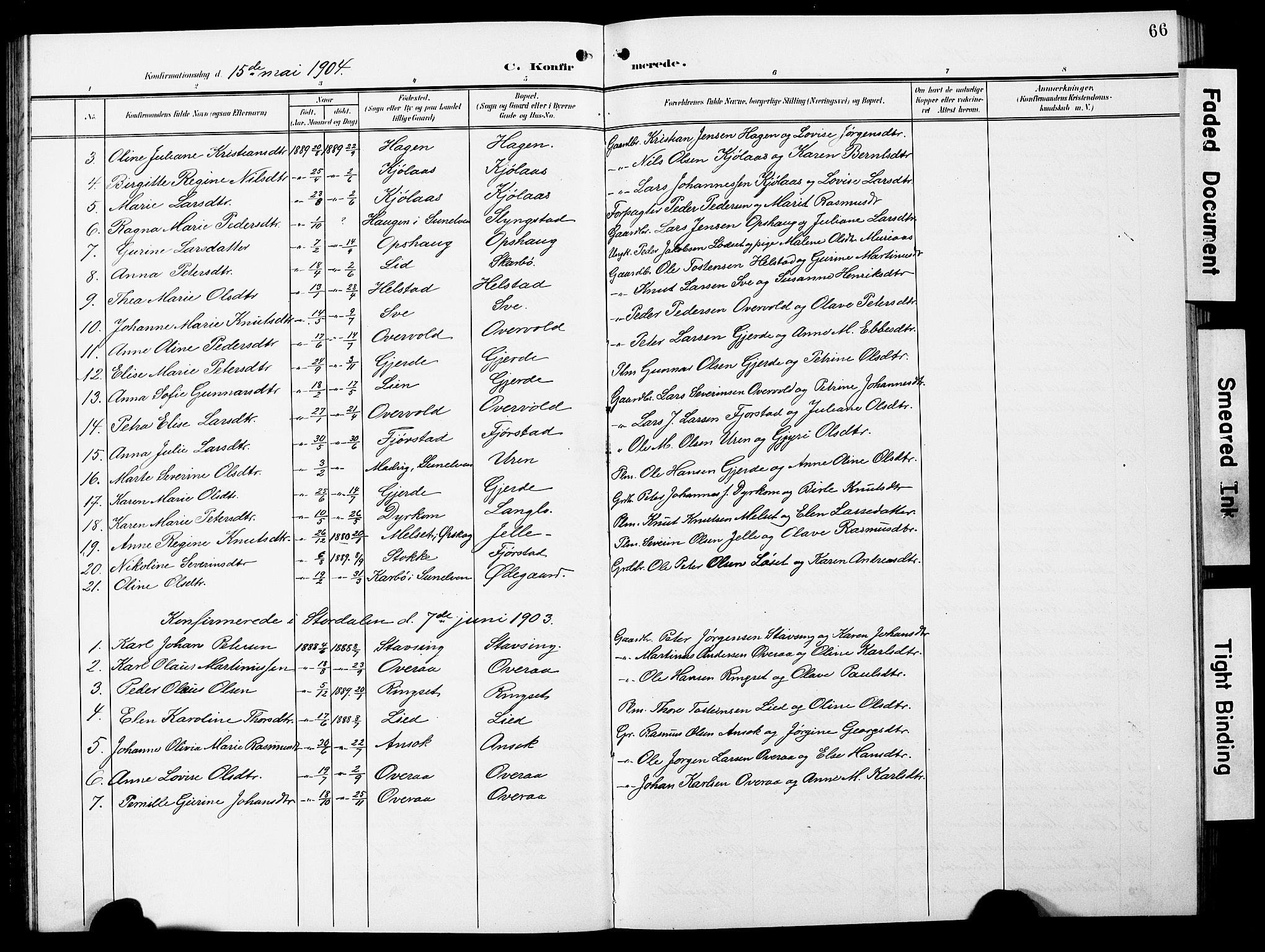 Ministerialprotokoller, klokkerbøker og fødselsregistre - Møre og Romsdal, AV/SAT-A-1454/520/L0293: Parish register (copy) no. 520C05, 1902-1923, p. 66