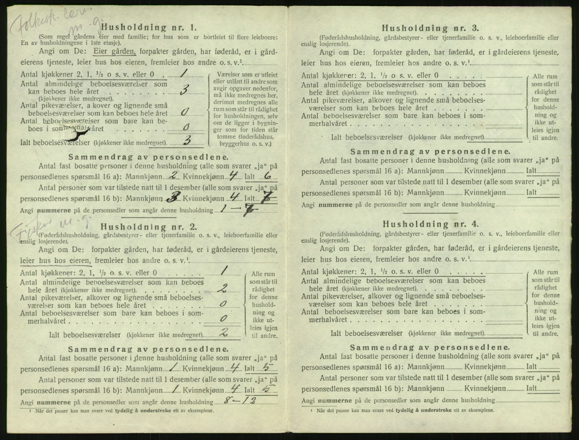 SAT, 1920 census for Borgund, 1920, p. 1419