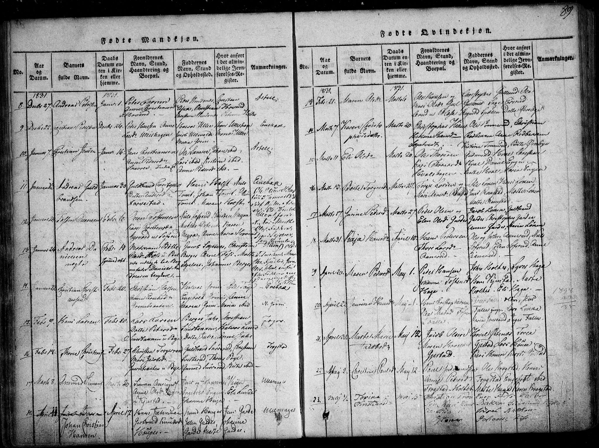 Fet prestekontor Kirkebøker, AV/SAO-A-10370a/F/Fa/L0008: Parish register (official) no. I 8, 1815-1842, p. 89