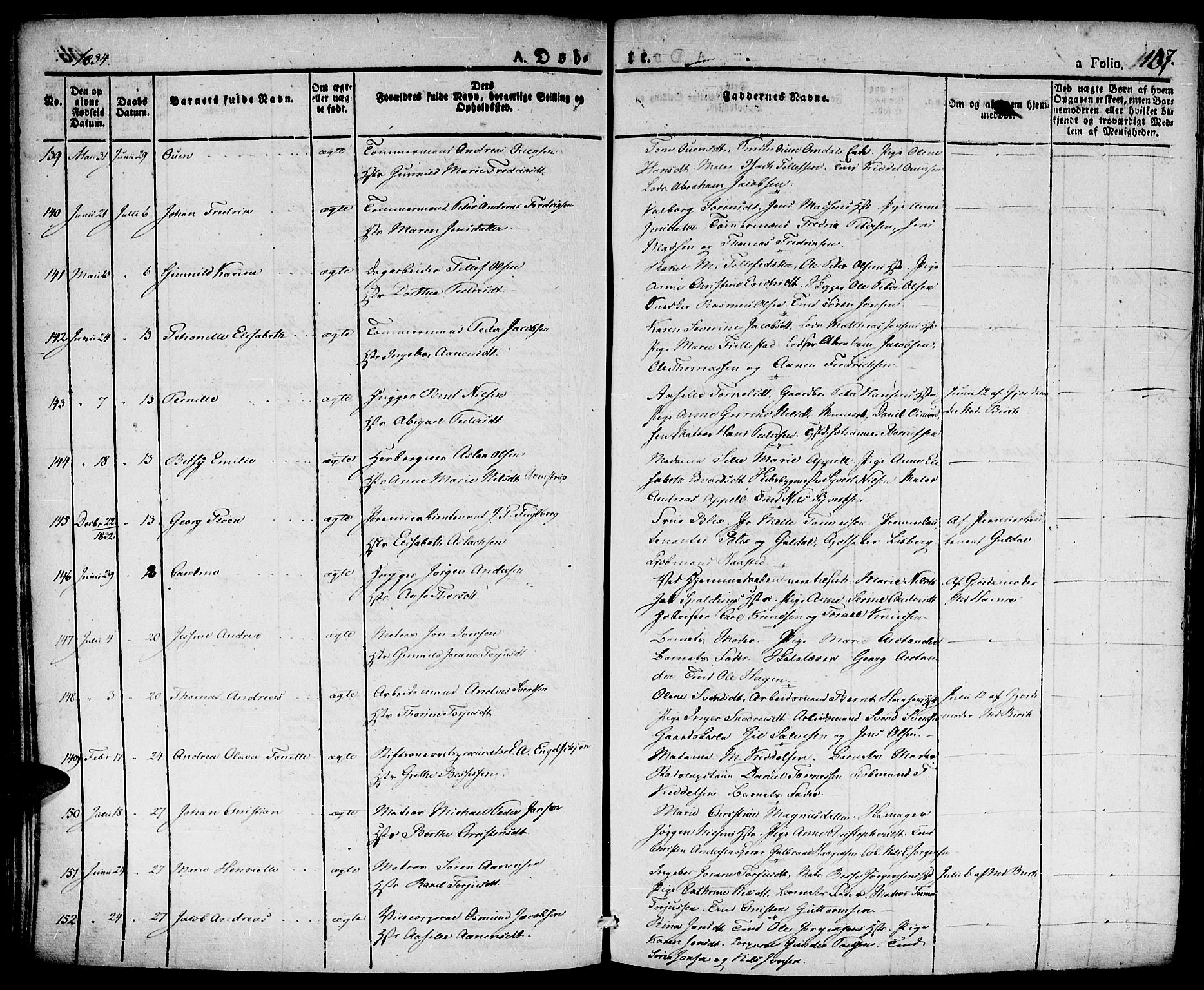 Kristiansand domprosti, AV/SAK-1112-0006/F/Fa/L0011: Parish register (official) no. A 11, 1827-1841, p. 107