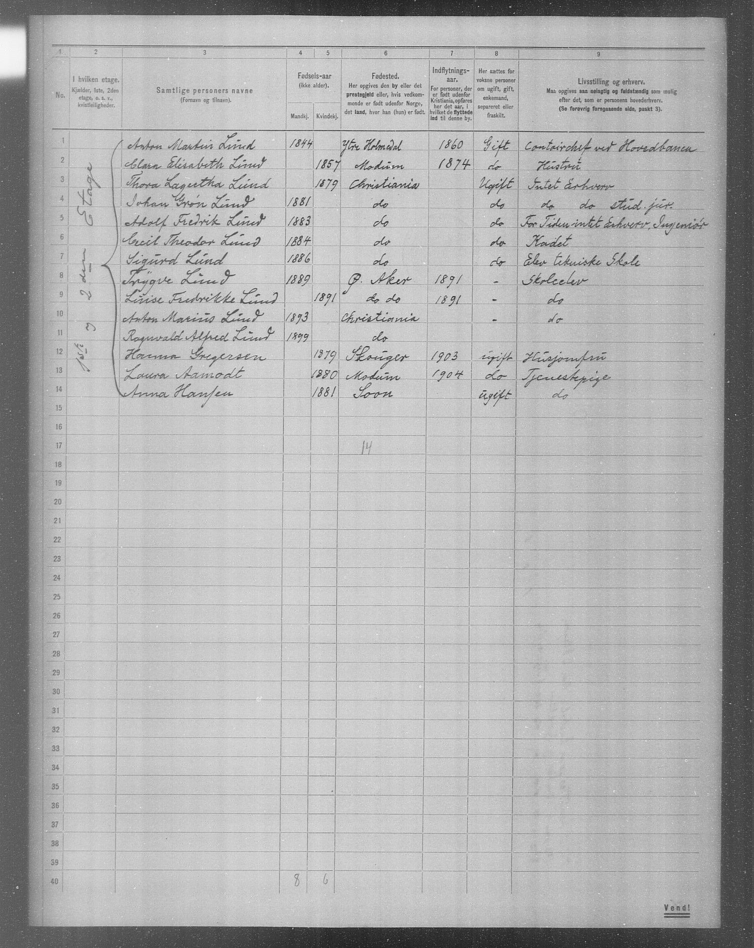 OBA, Municipal Census 1904 for Kristiania, 1904, p. 10185