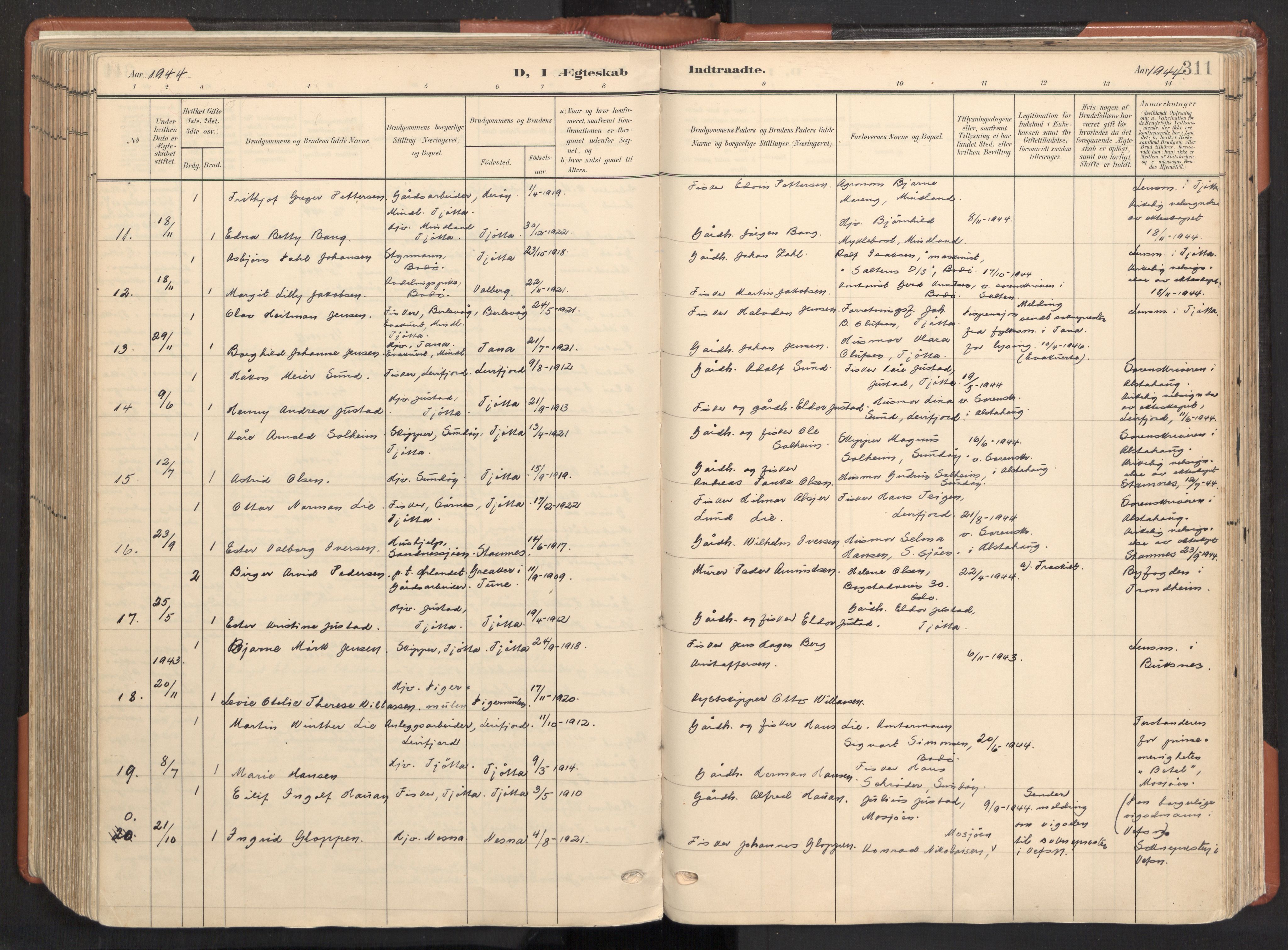 Ministerialprotokoller, klokkerbøker og fødselsregistre - Nordland, AV/SAT-A-1459/817/L0265: Parish register (official) no. 817A05, 1908-1944, p. 311