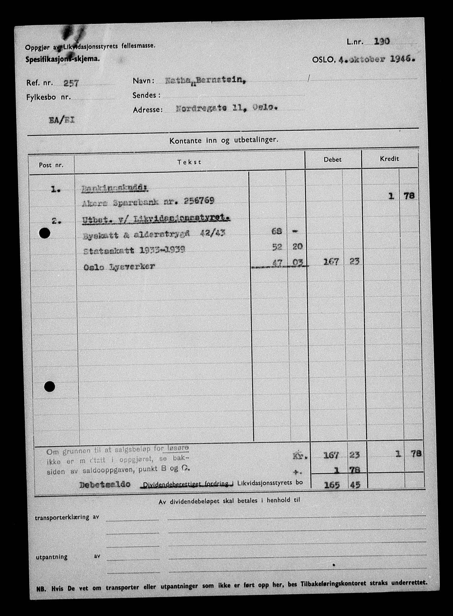 Justisdepartementet, Tilbakeføringskontoret for inndratte formuer, AV/RA-S-1564/H/Hc/Hcc/L0923: --, 1945-1947, p. 335