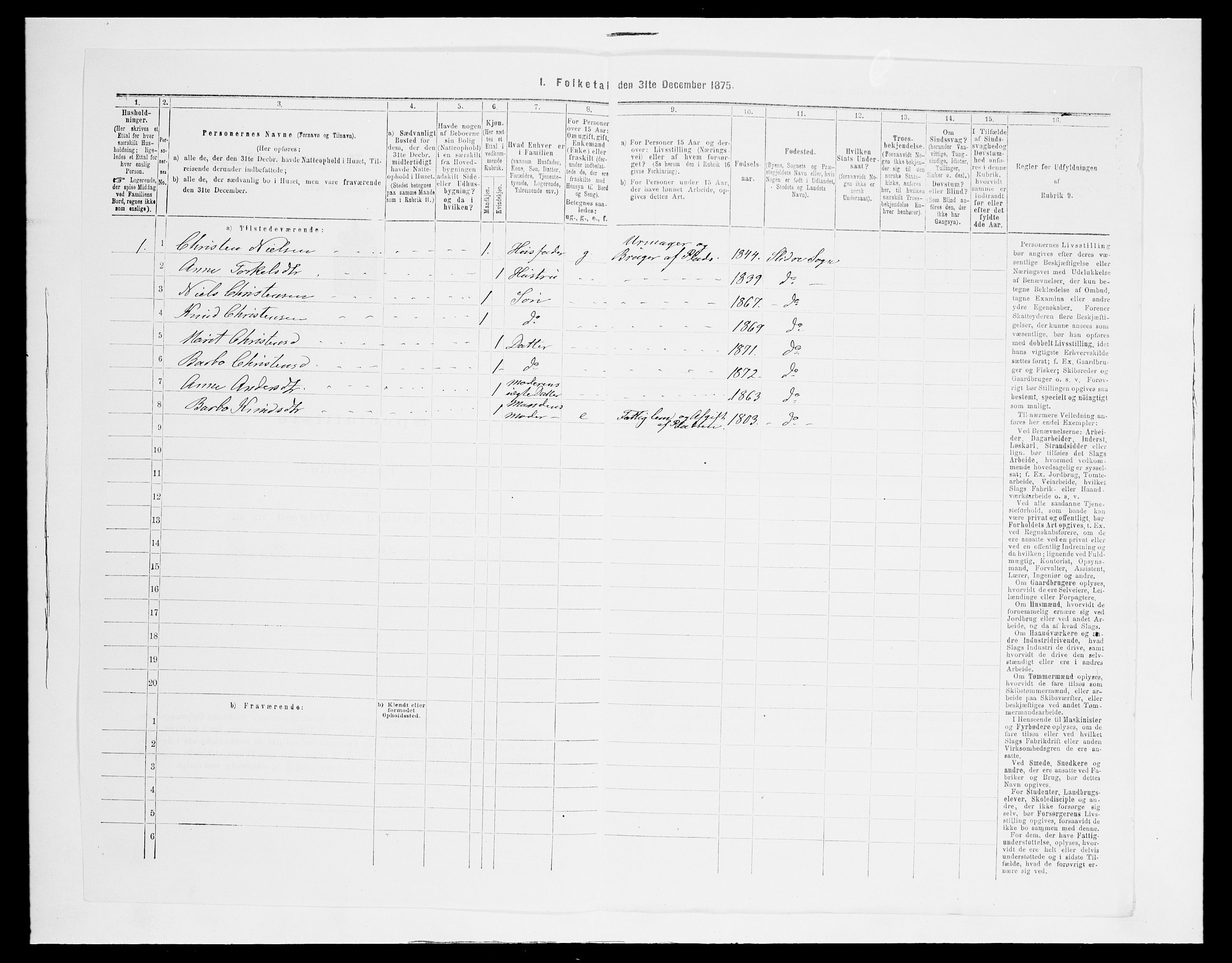 SAH, 1875 census for 0543P Vestre Slidre, 1875, p. 349