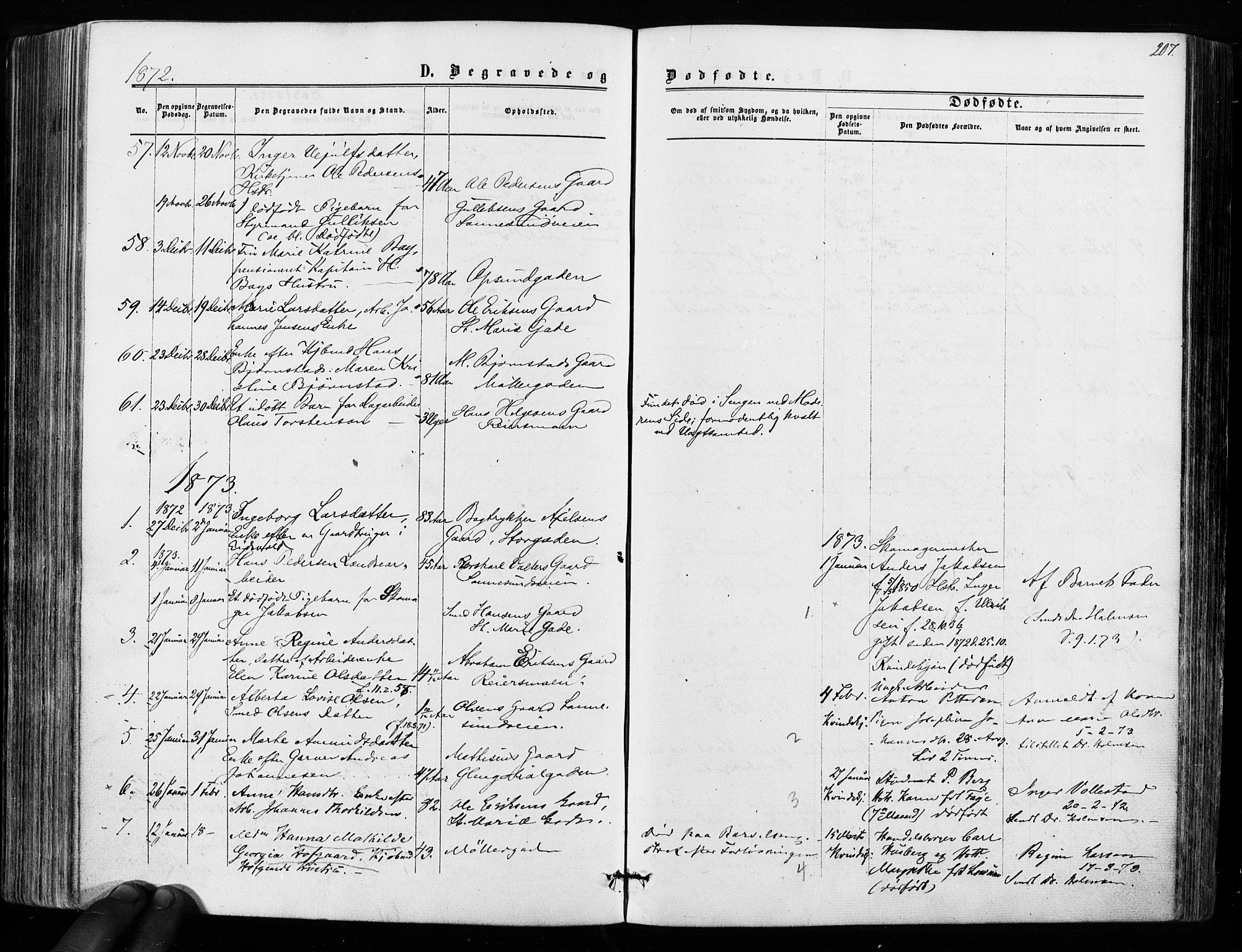Sarpsborg prestekontor Kirkebøker, SAO/A-2006/F/Fa/L0002: Parish register (official) no. 2, 1869-1877, p. 207
