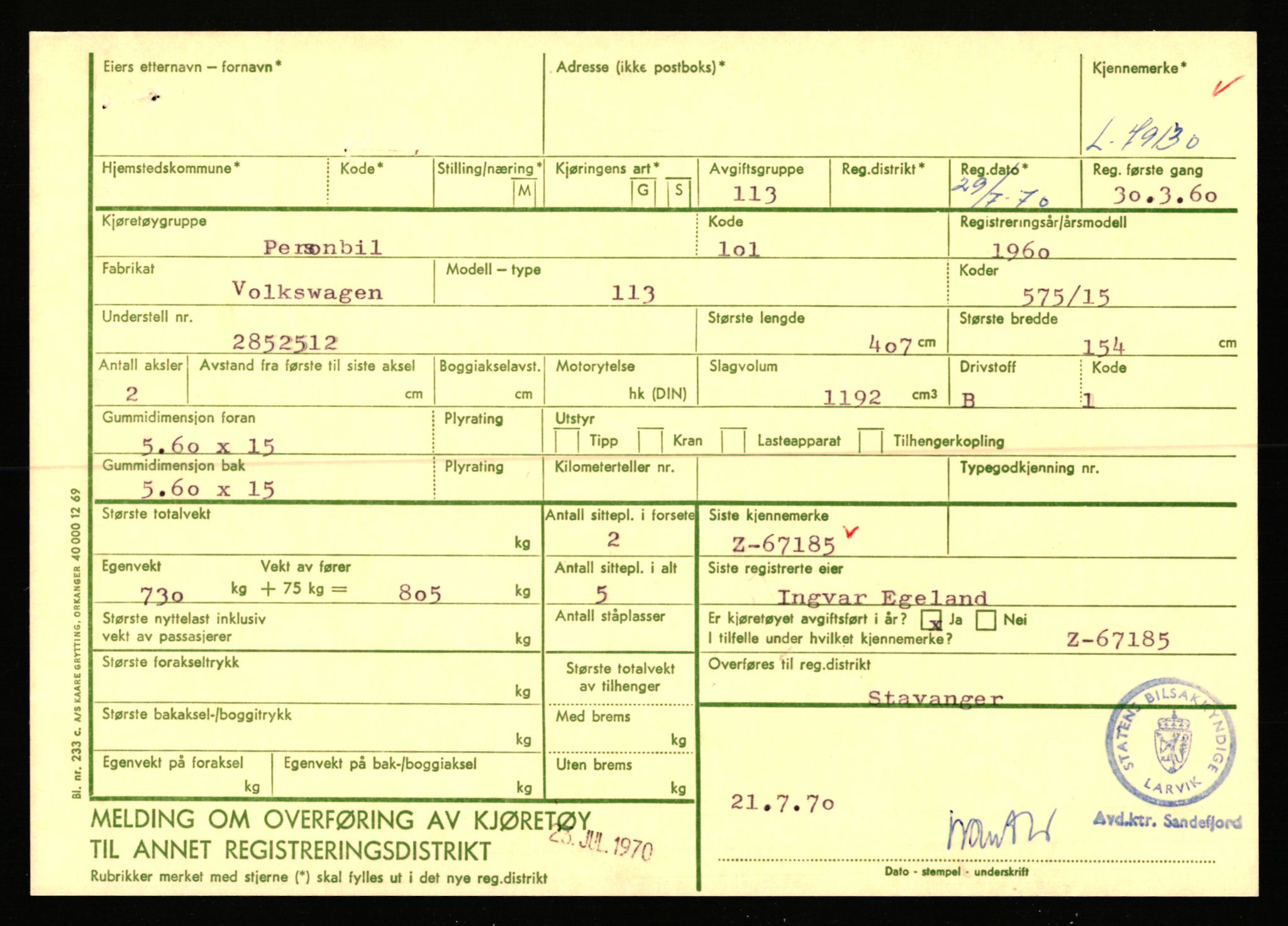 Stavanger trafikkstasjon, AV/SAST-A-101942/0/F/L0070: L-78800 - L-80499, 1930-1971, p. 297