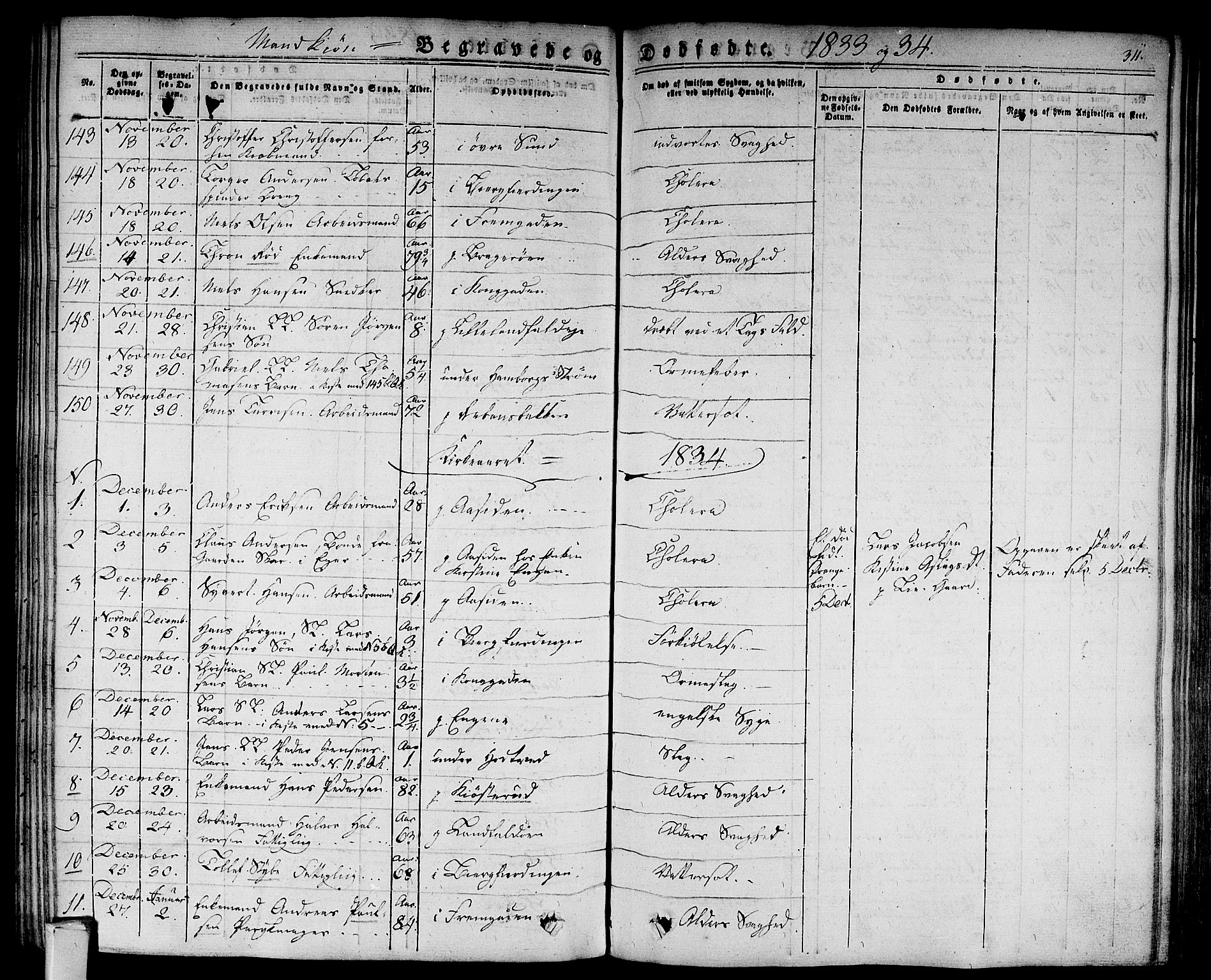 Bragernes kirkebøker, AV/SAKO-A-6/F/Fb/L0001: Parish register (official) no. II 1, 1830-1847, p. 311