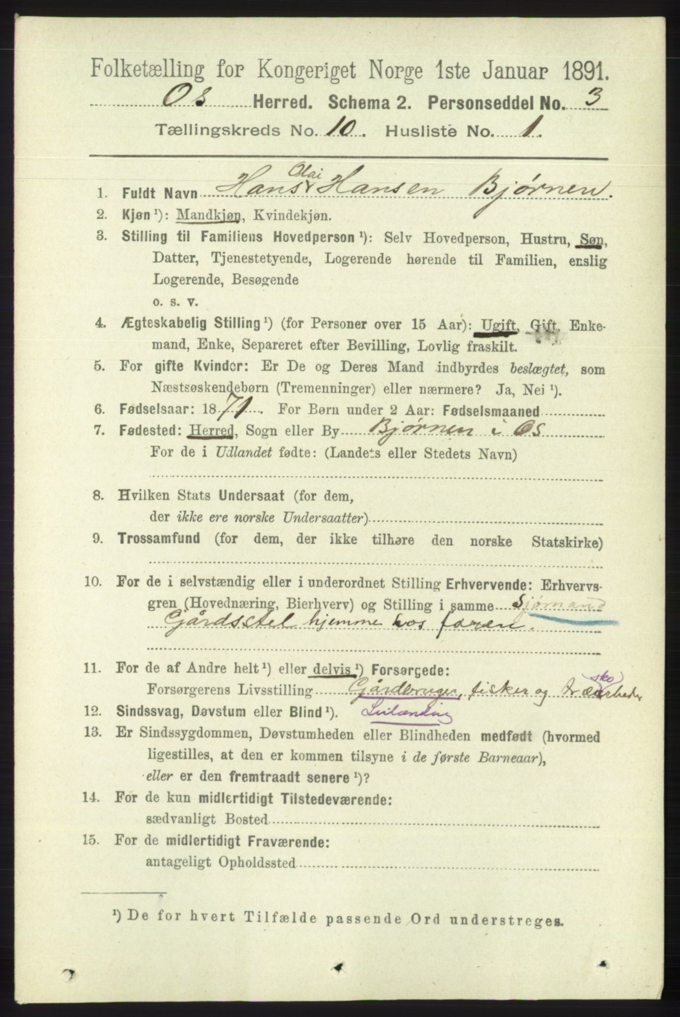 RA, 1891 census for 1243 Os, 1891, p. 2261