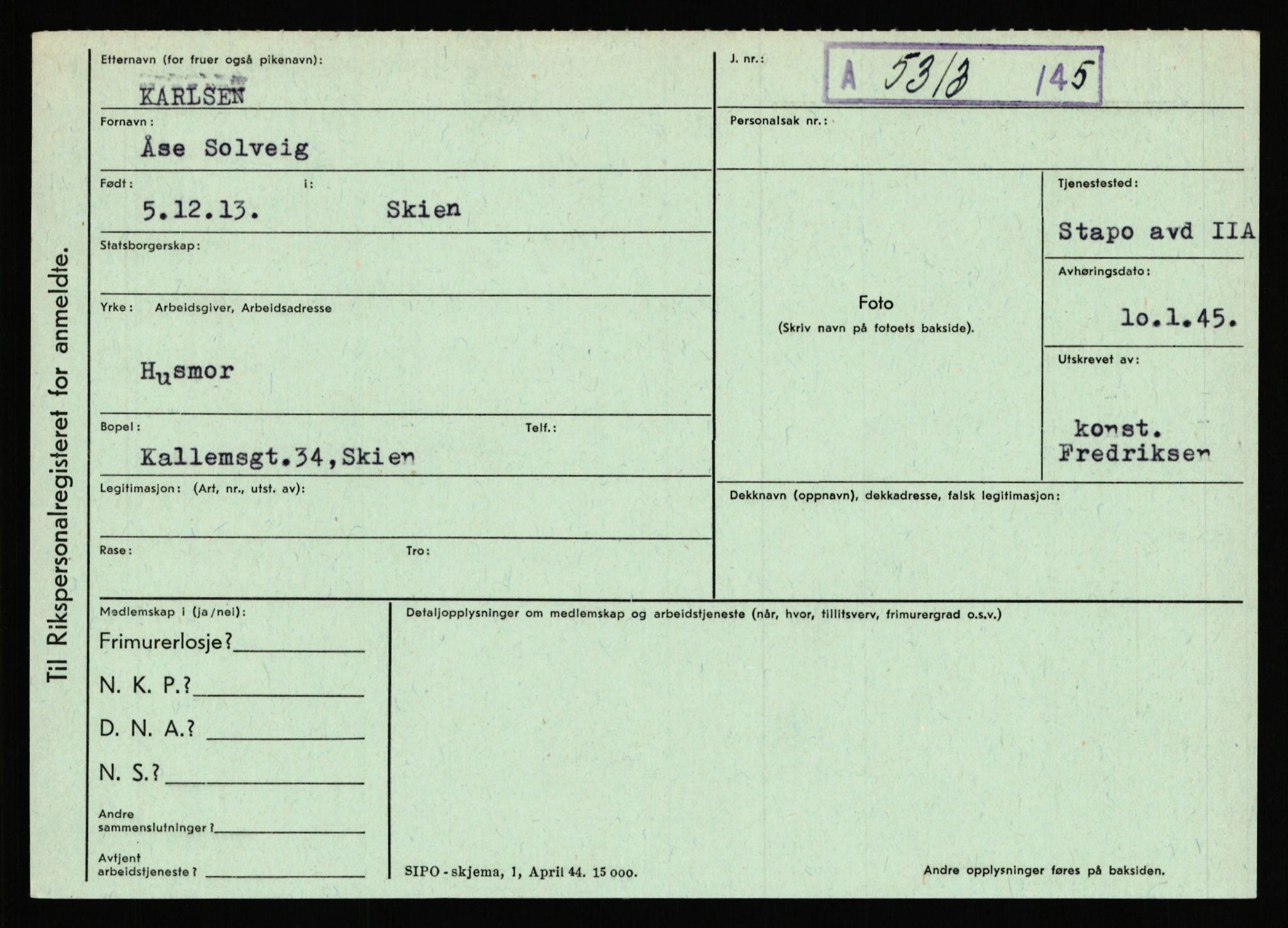 Statspolitiet - Hovedkontoret / Osloavdelingen, AV/RA-S-1329/C/Ca/L0008: Johan(nes)sen - Knoph, 1943-1945, p. 3268