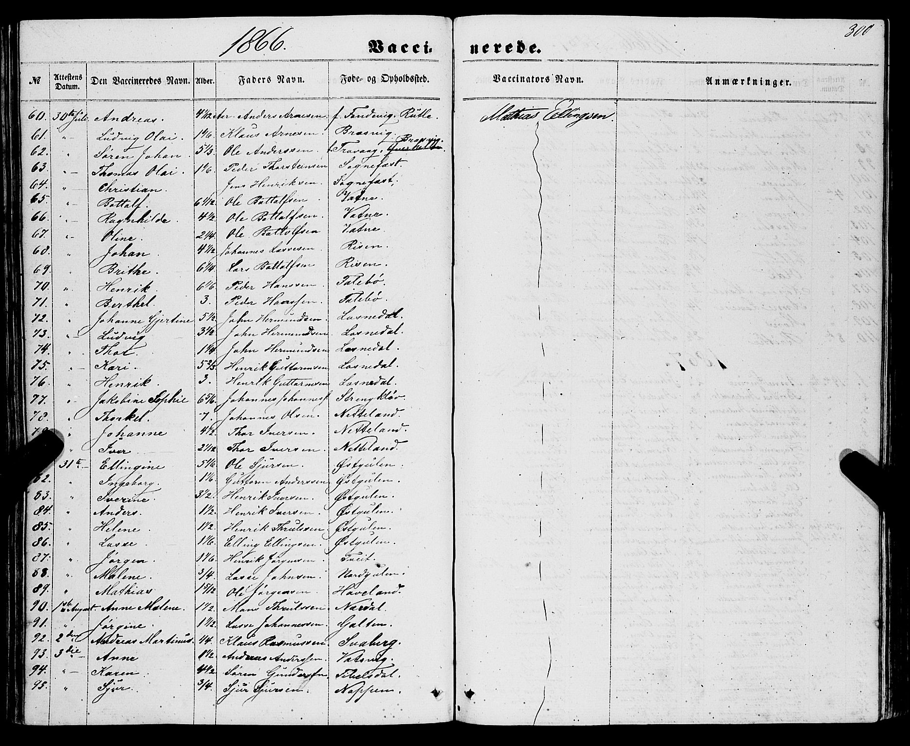 Gulen sokneprestembete, AV/SAB-A-80201/H/Haa/Haaa/L0022: Parish register (official) no. A 22, 1859-1869, p. 300