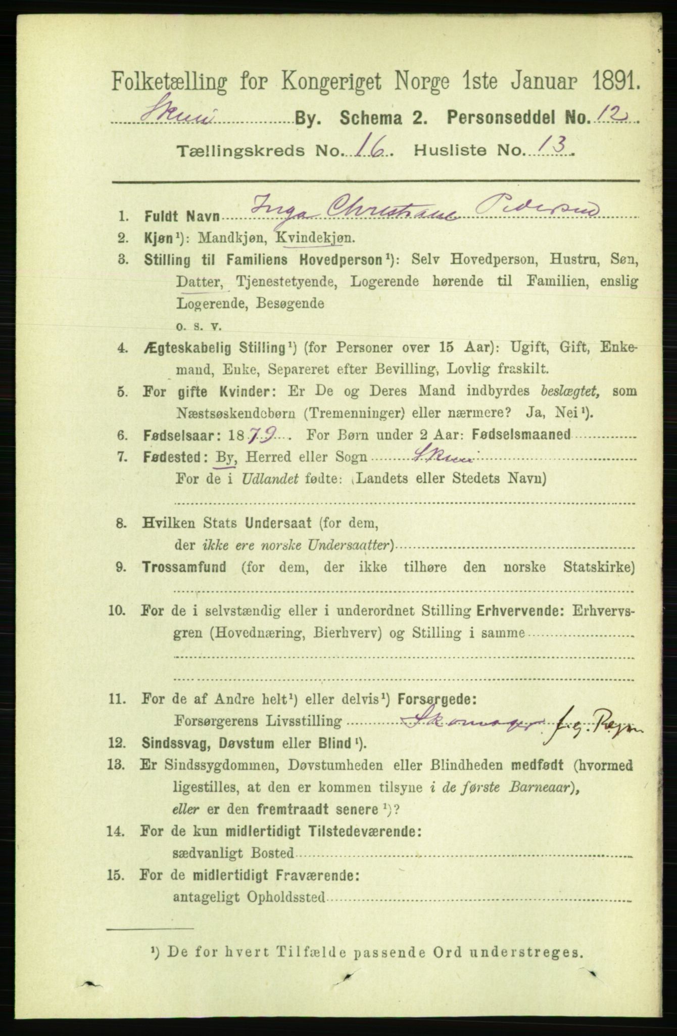 RA, 1891 census for 0806 Skien, 1891, p. 4656