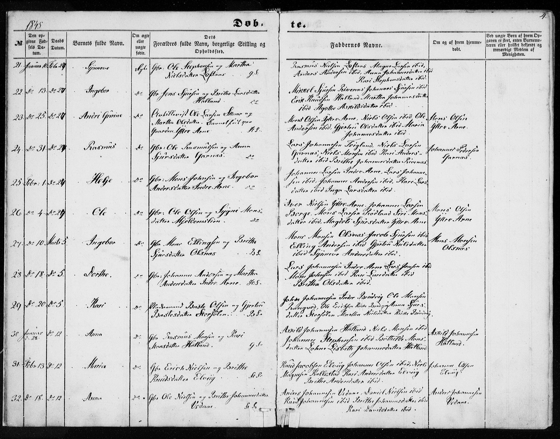 Haus sokneprestembete, AV/SAB-A-75601/H/Haa: Parish register (official) no. A 16 I, 1848-1857, p. 4