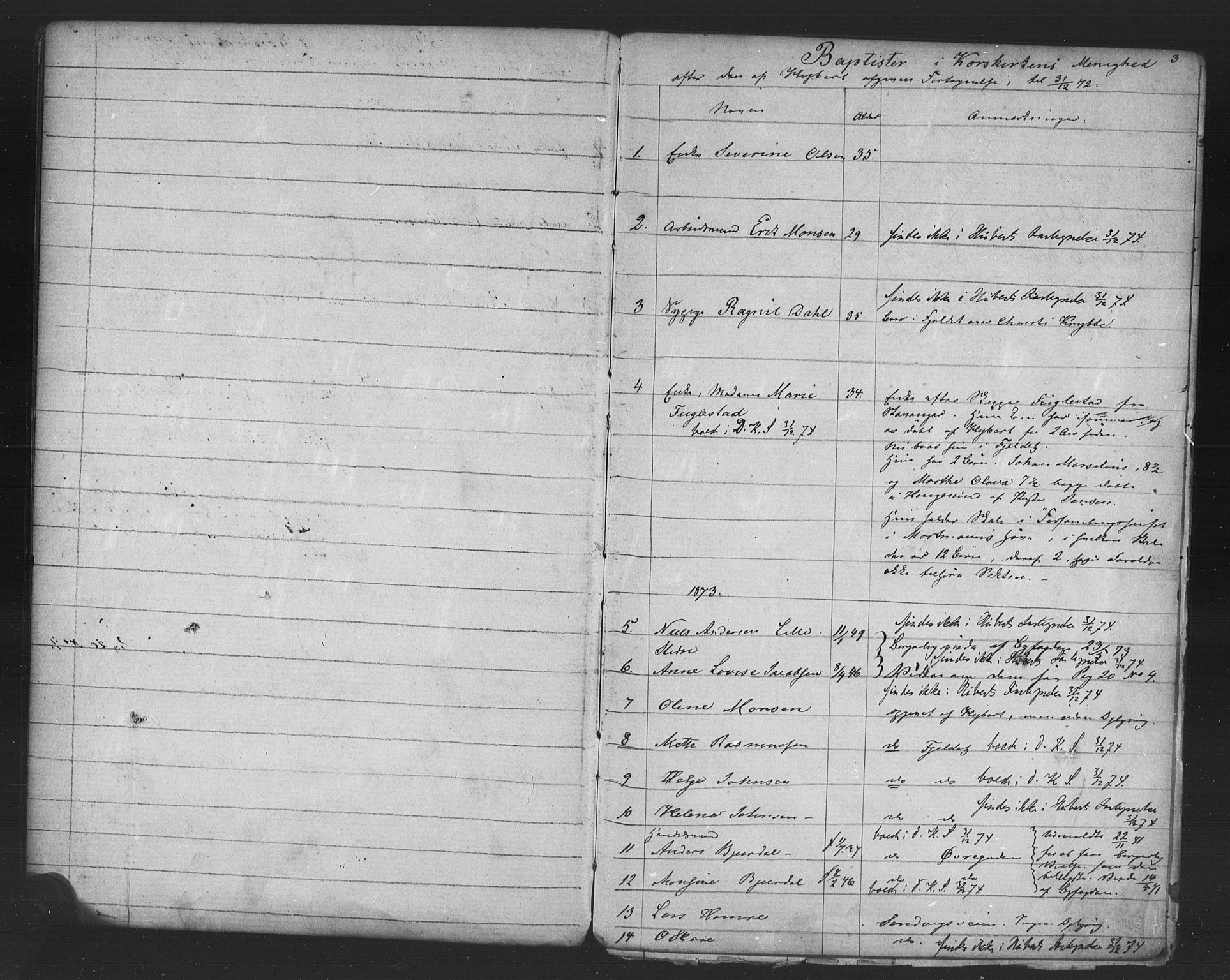 Korskirken sokneprestembete, AV/SAB-A-76101/H/Haa/L0051: Parish register (official) no. G 1, 1871-1886, p. 3